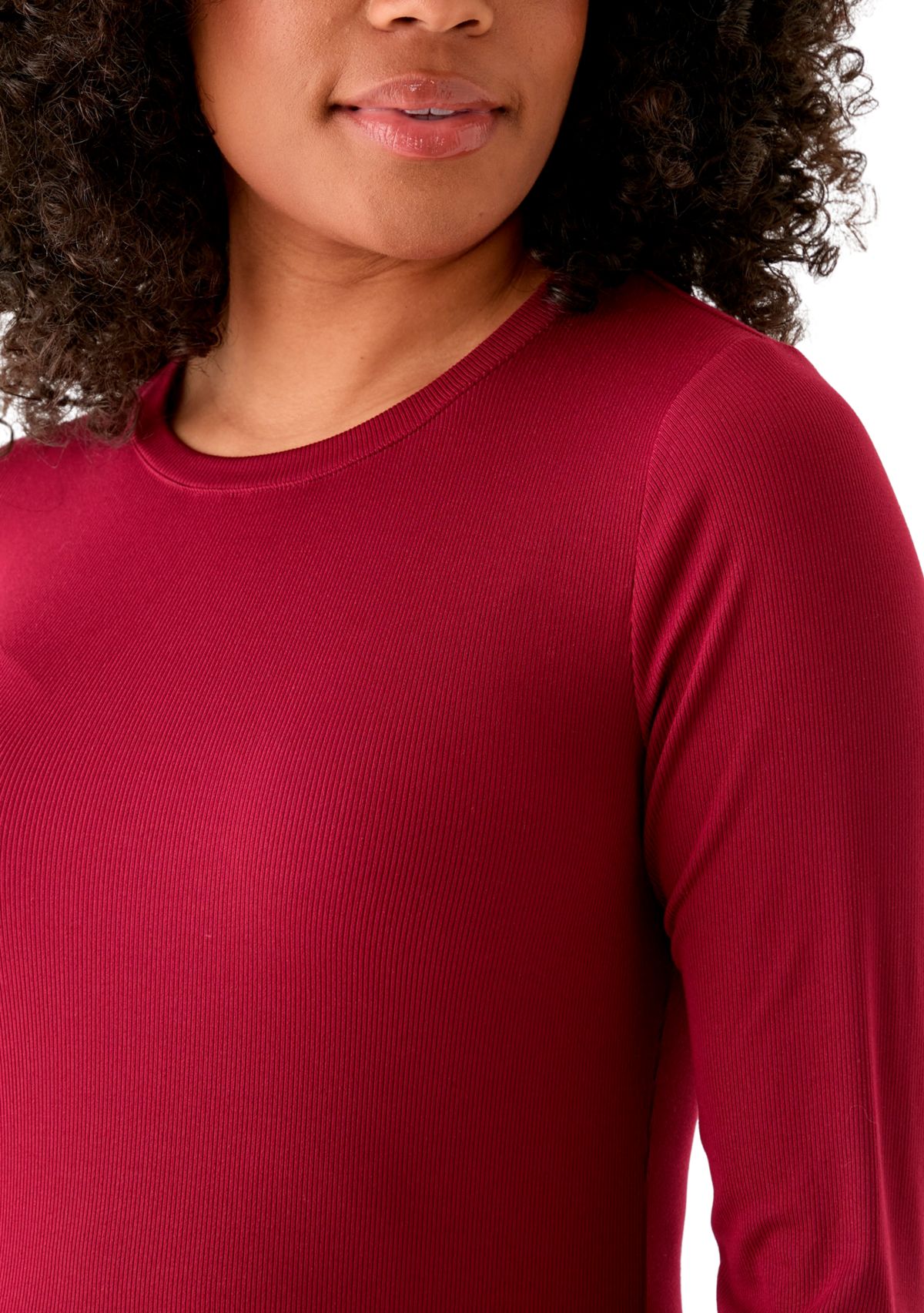 Womens Long Sleeve Crew Neck Solid T-Shirt