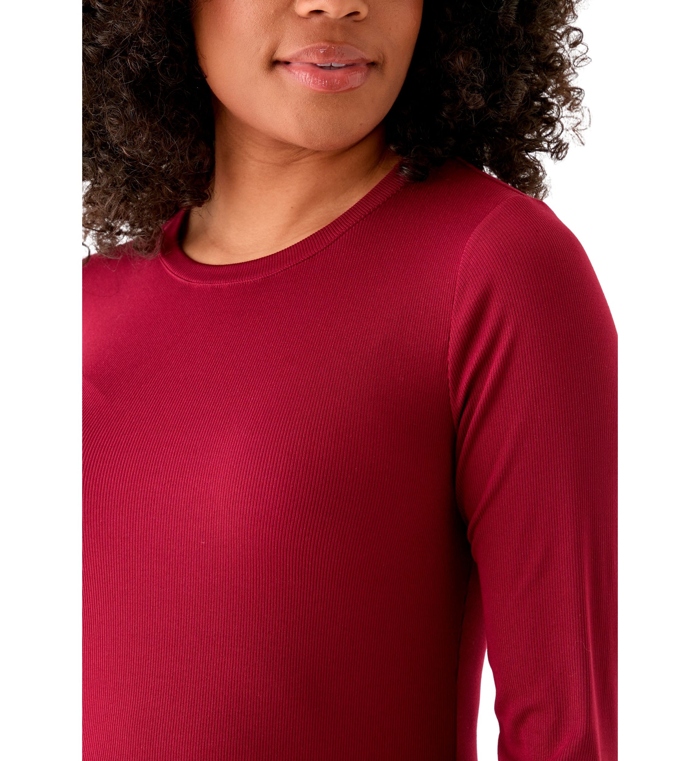 Womens Long Sleeve Crew Neck Solid T-Shirt