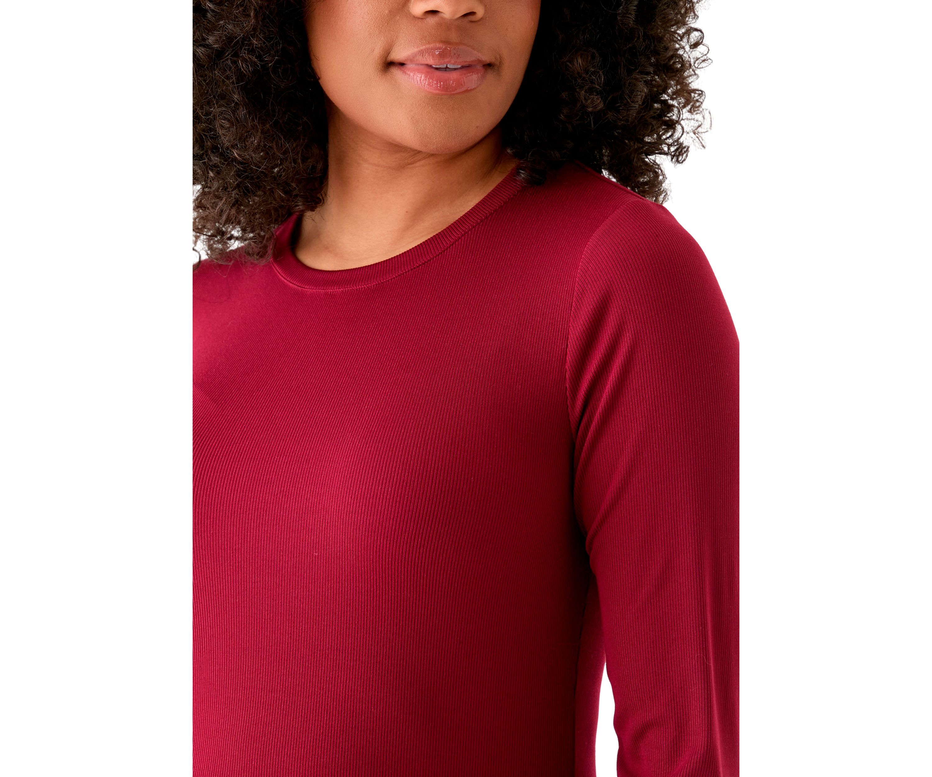Womens Long Sleeve Crew Neck Solid T-Shirt