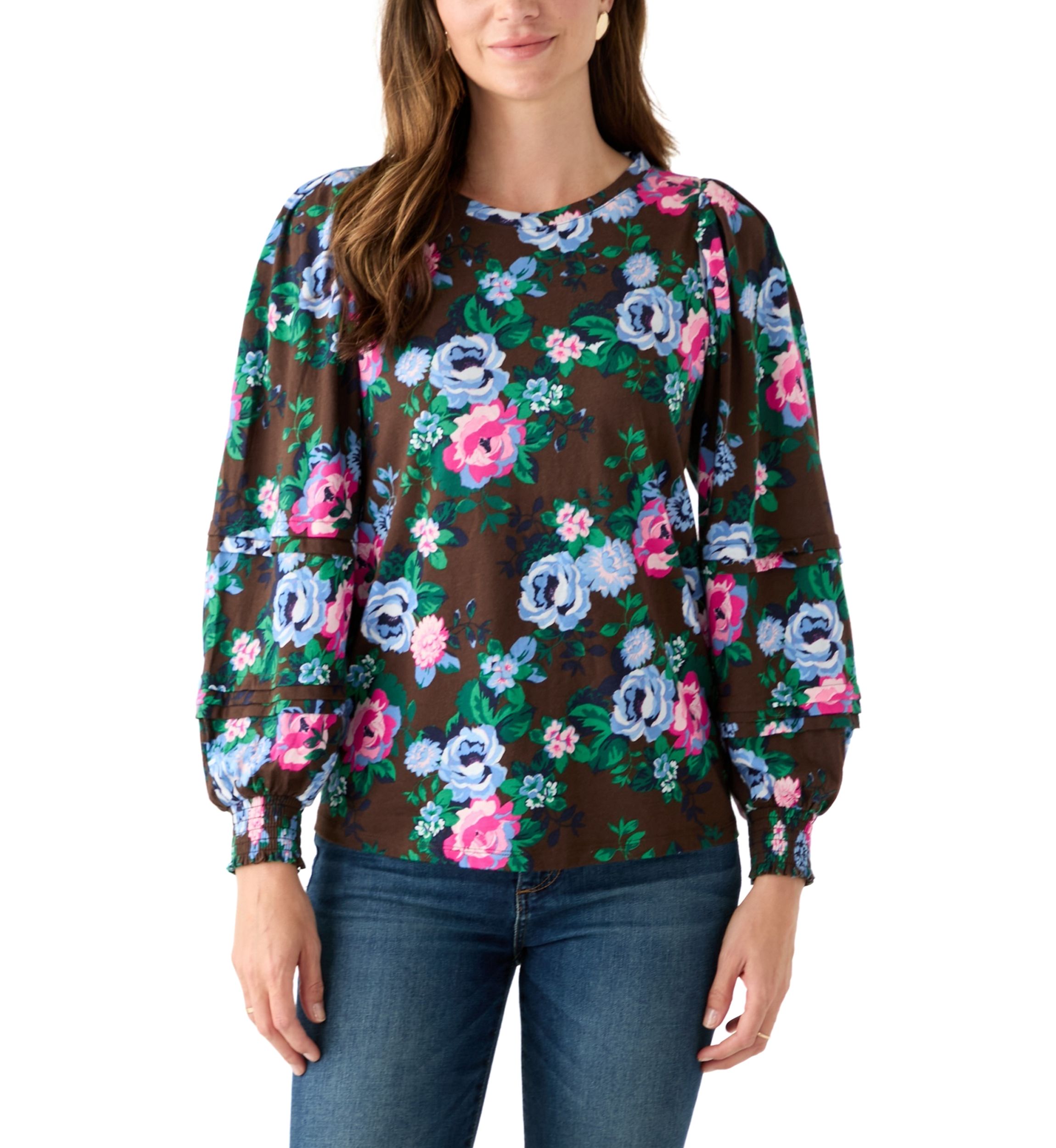 Womens Long Sleeve Pintuck Top 