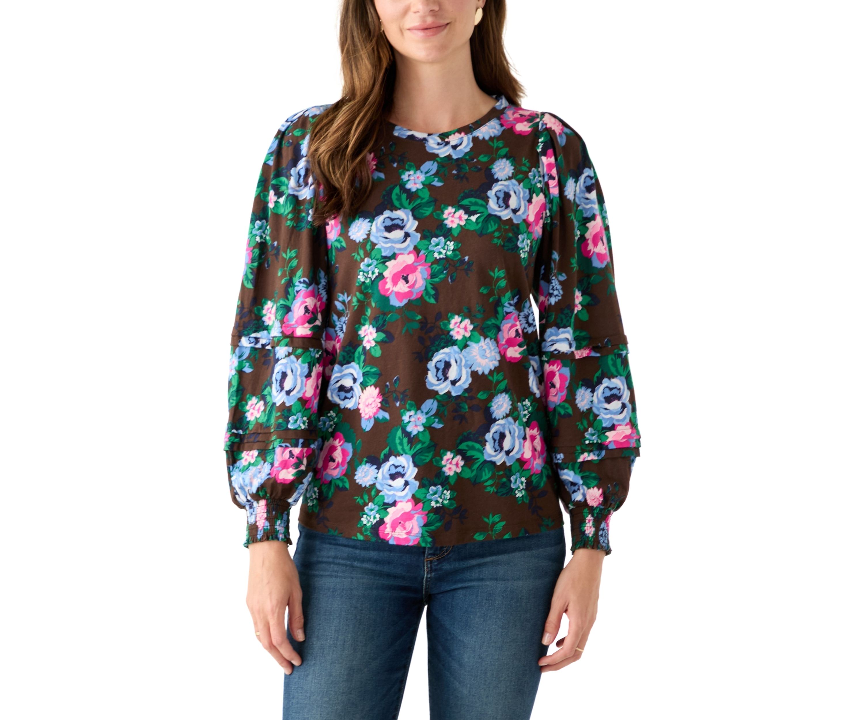Womens Long Sleeve Pintuck Top 