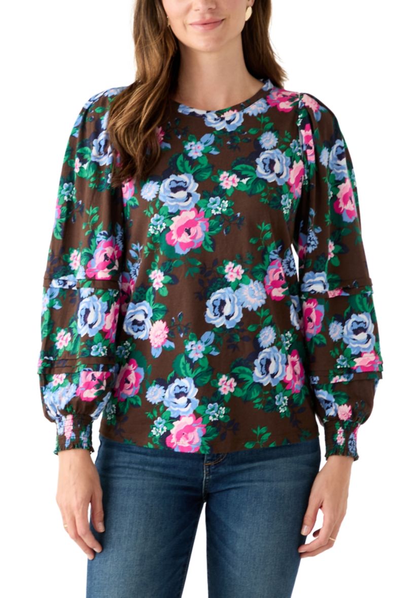 Womens Long Sleeve Pintuck Top 