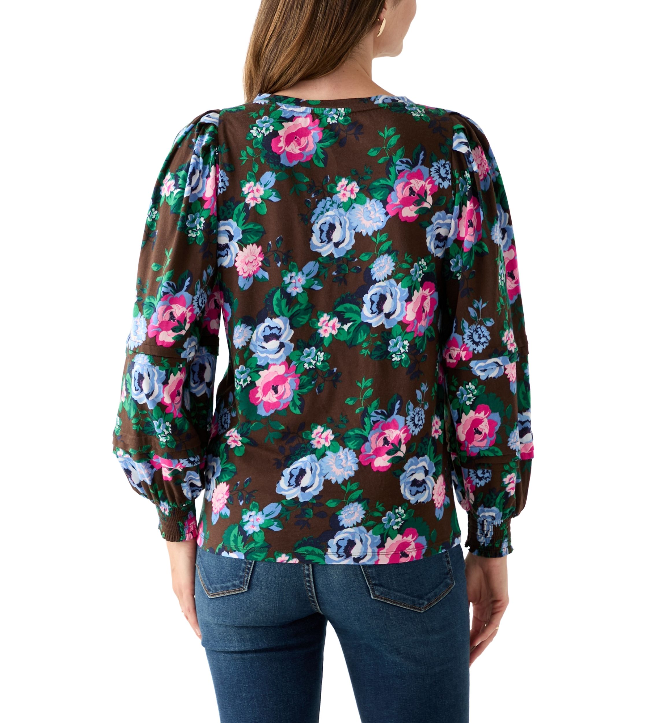 Womens Long Sleeve Pintuck Top 