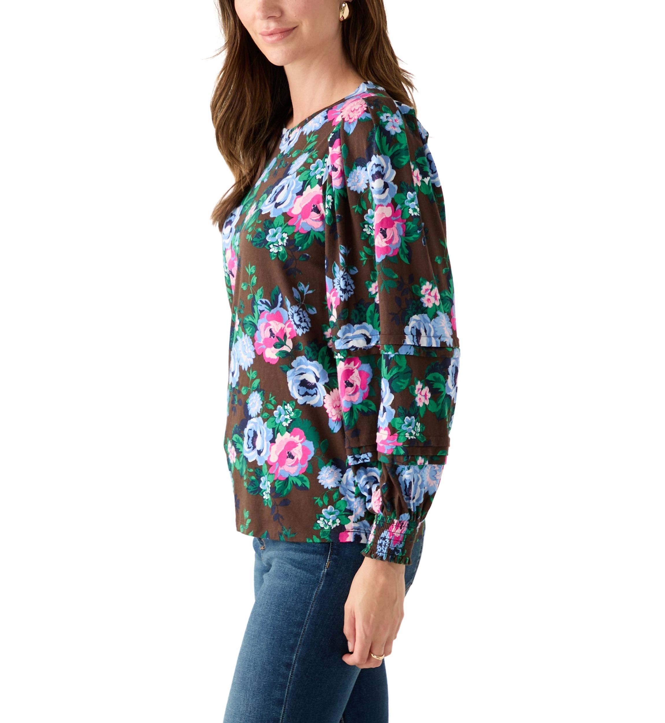 Womens Long Sleeve Pintuck Top 