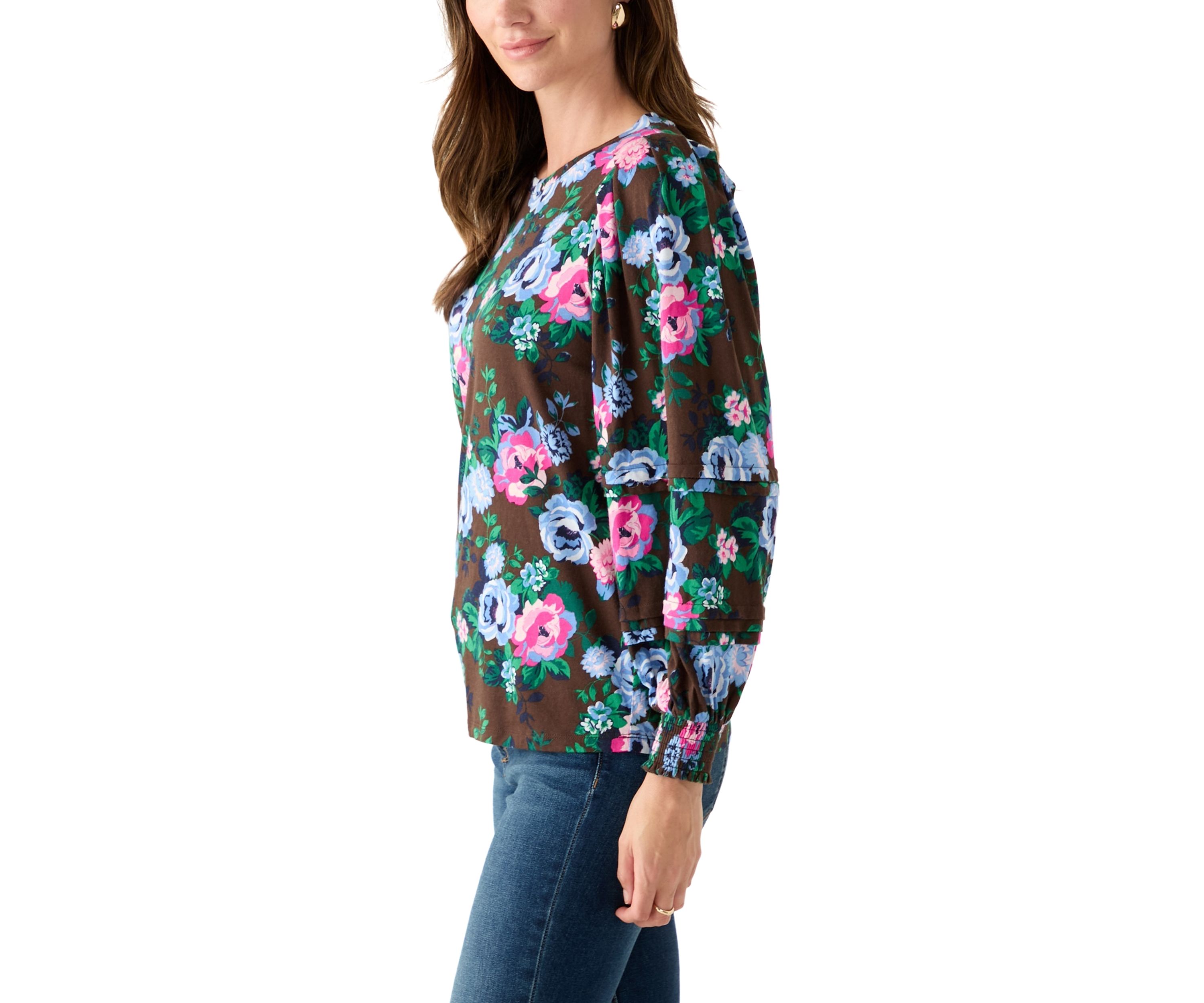 Womens Long Sleeve Pintuck Top 