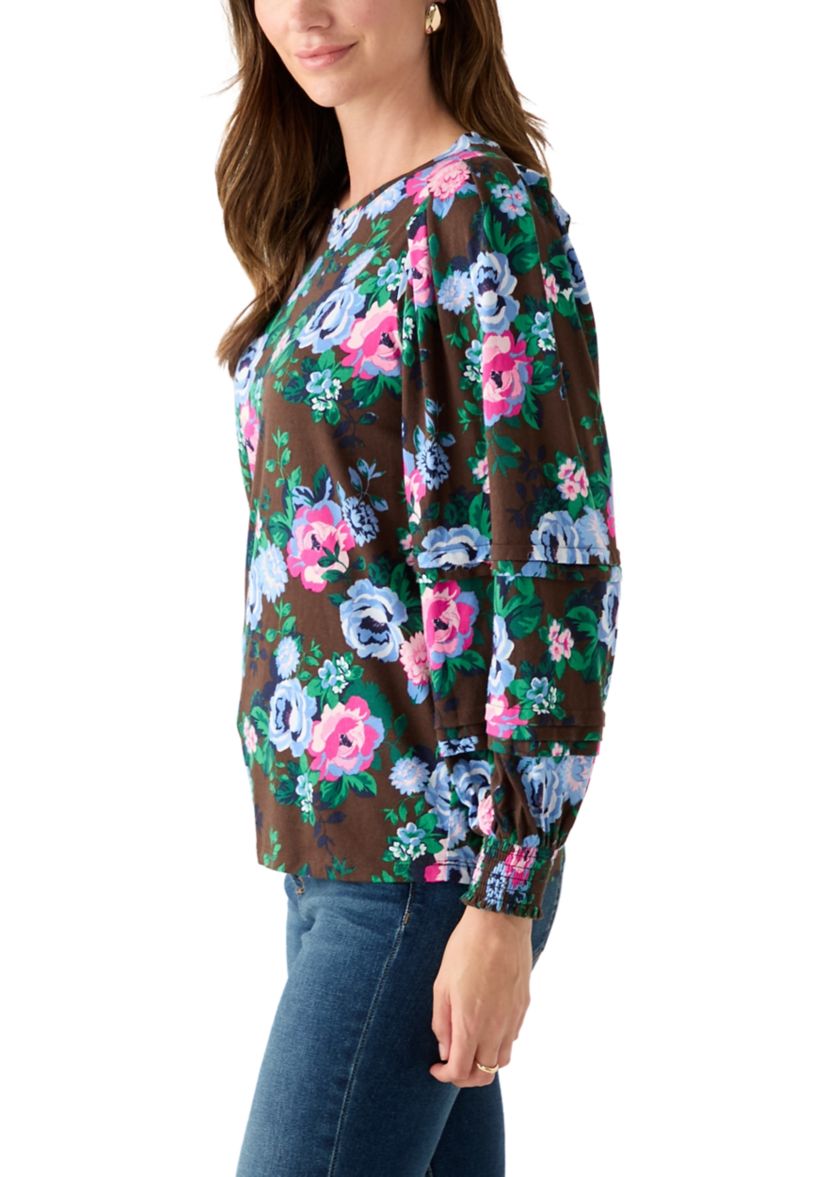 Womens Long Sleeve Pintuck Top 