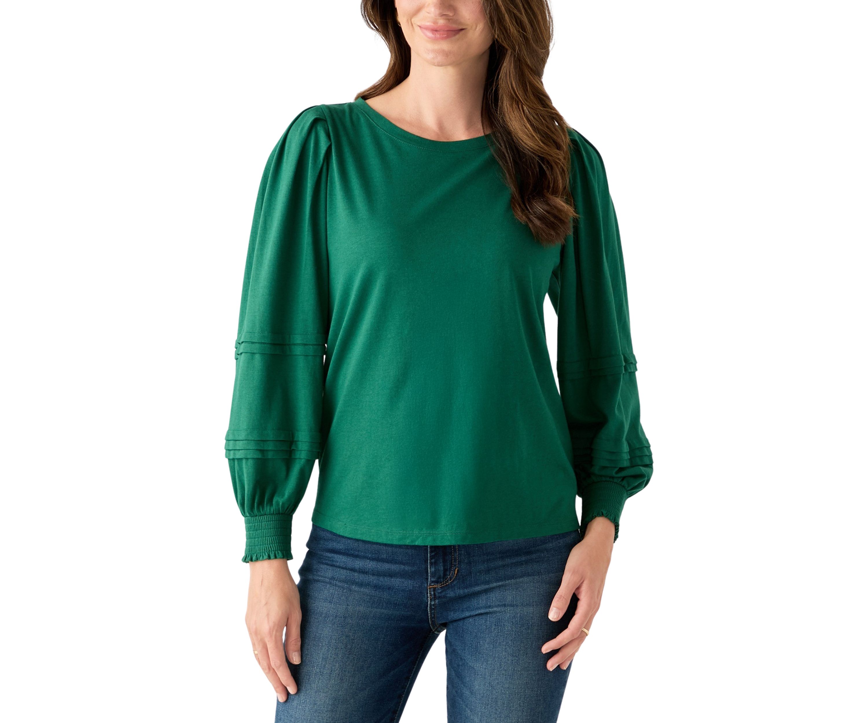 Womens Long Sleeve Pintucked Shirt