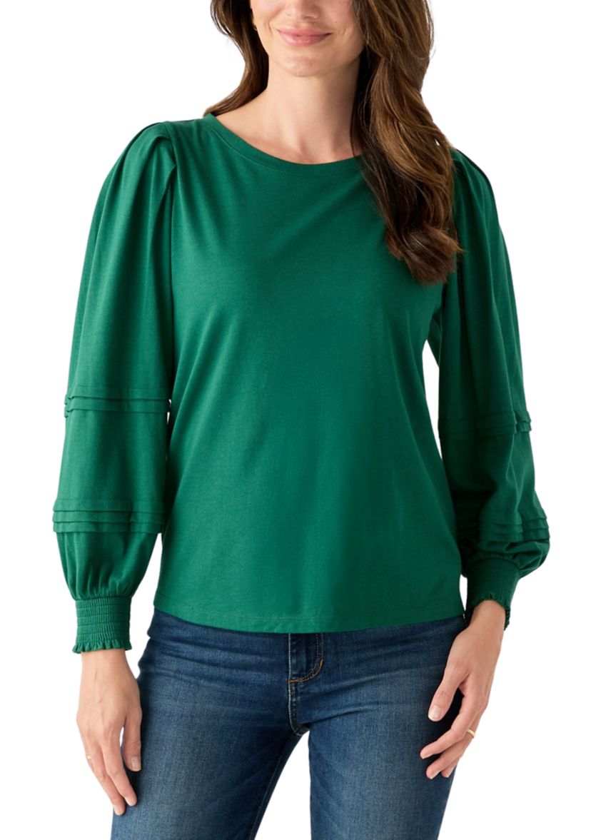 Womens Long Sleeve Pintucked Shirt
