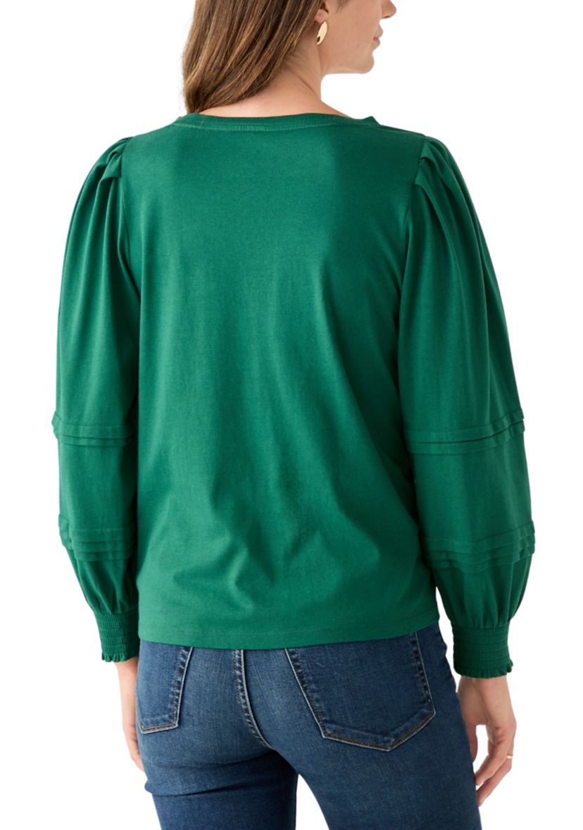 Womens Long Sleeve Pintucked Shirt
