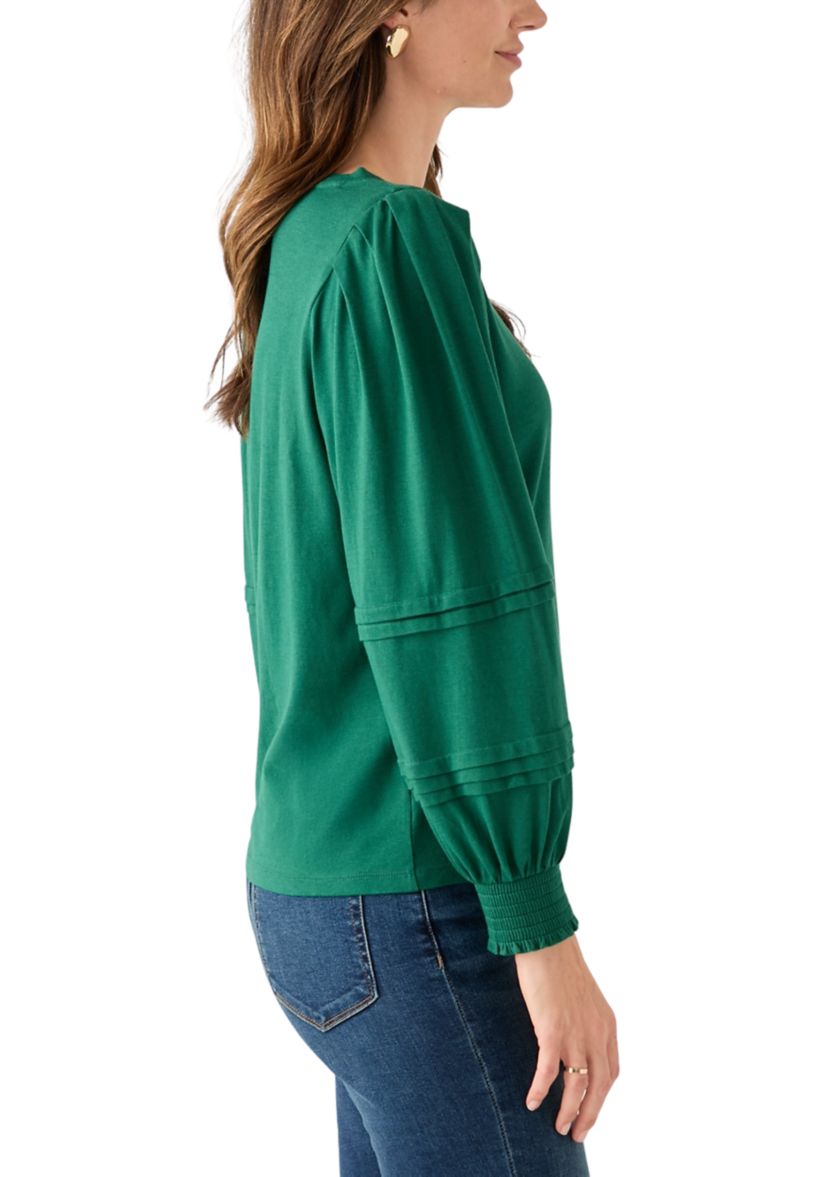 Womens Long Sleeve Pintucked Shirt