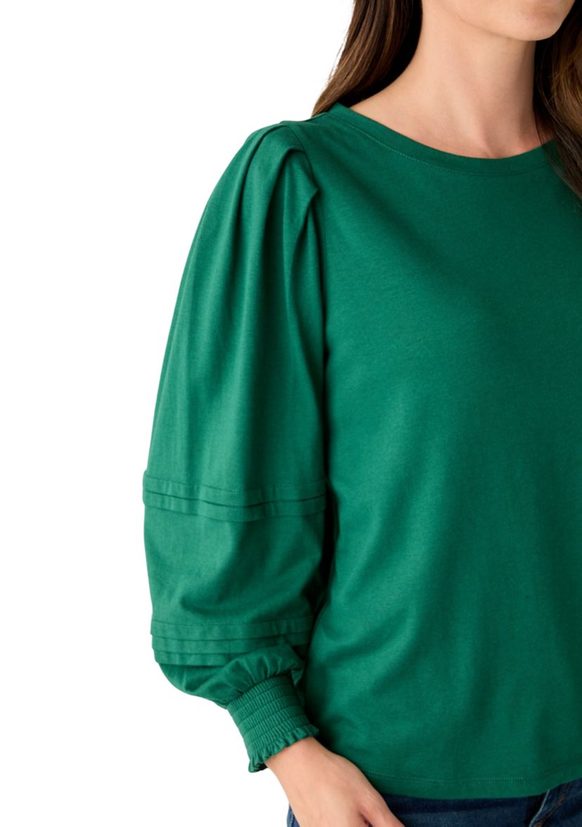 Womens Long Sleeve Pintucked Shirt