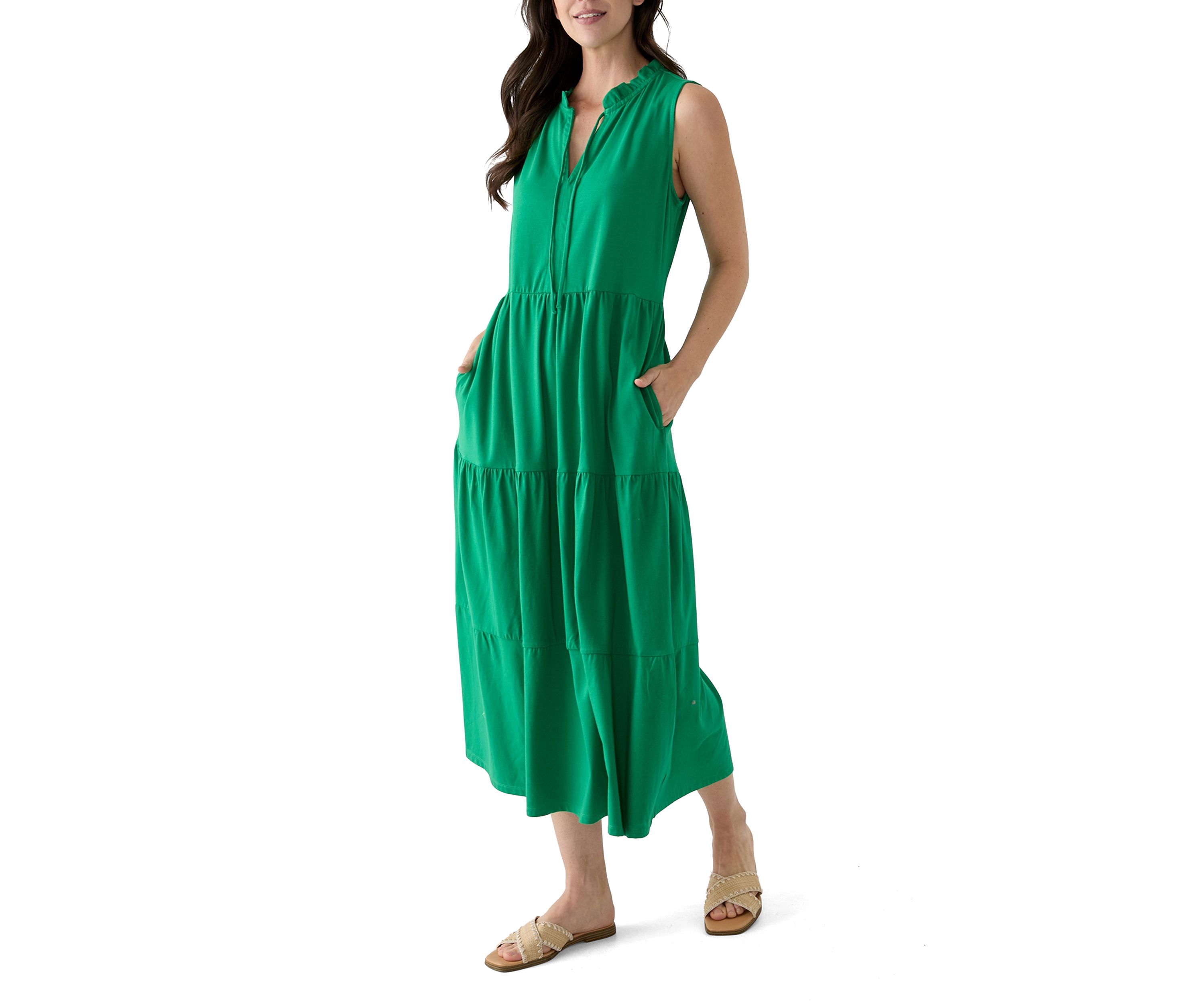 Womens Sleeveless Maxi Peasant Dress