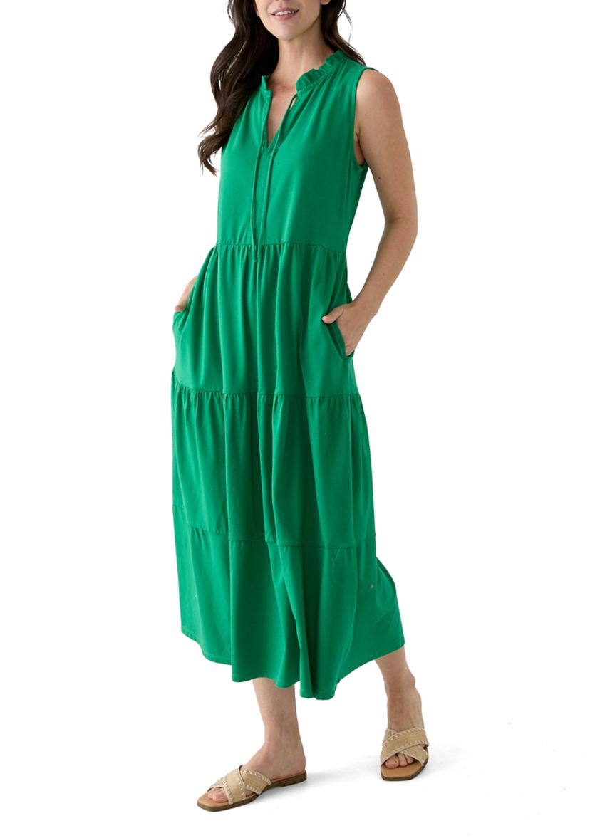 Womens Sleeveless Maxi Peasant Dress
