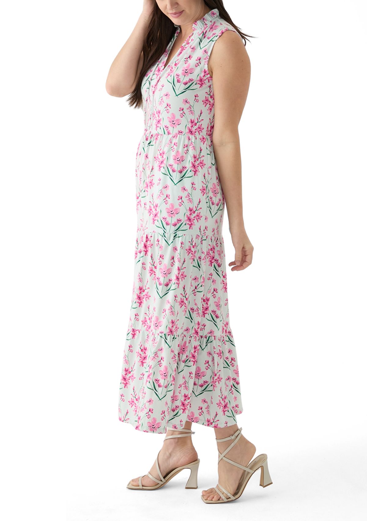 Womens Sleeveless Maxi Peasant Dress