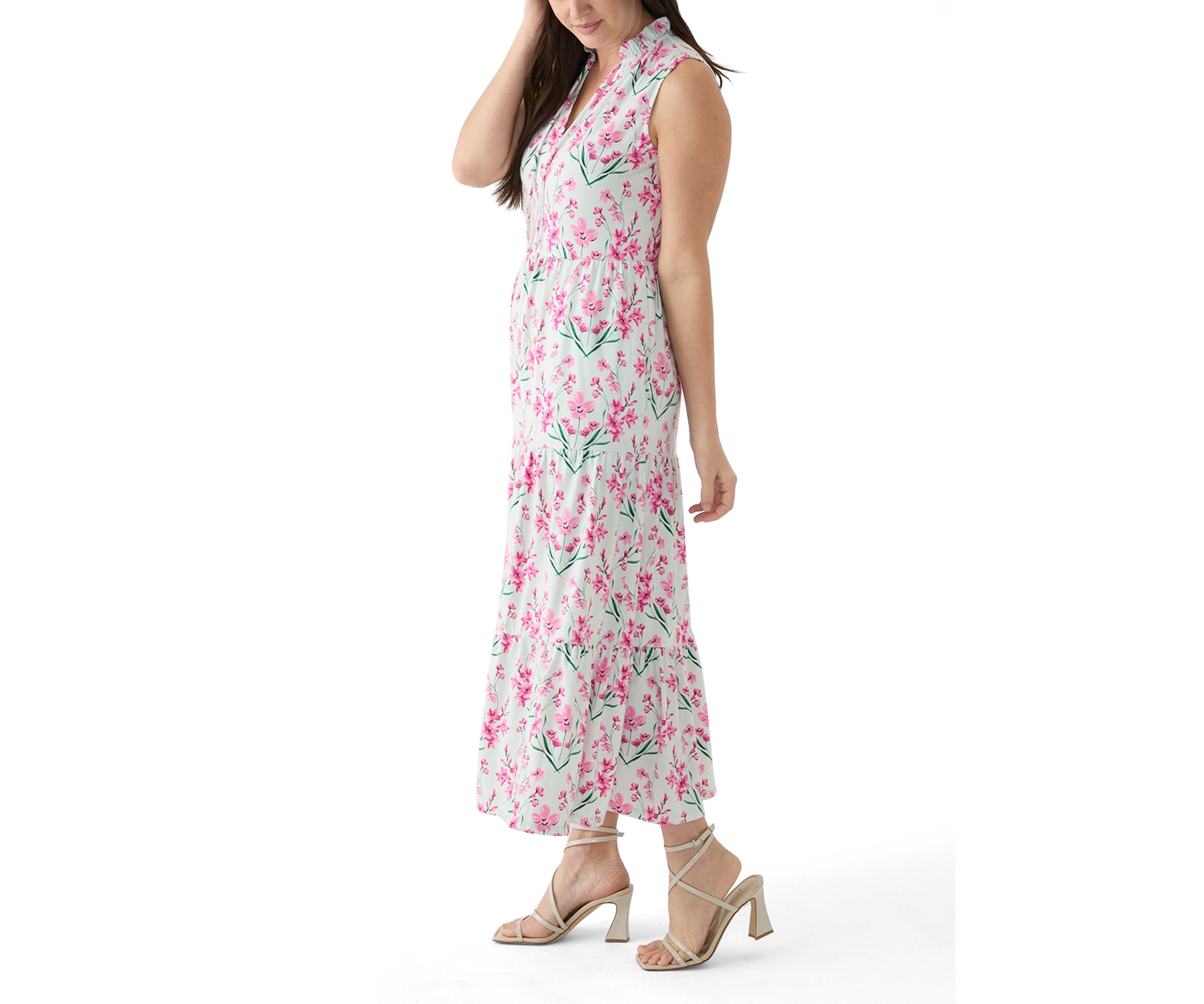 Womens Sleeveless Maxi Peasant Dress