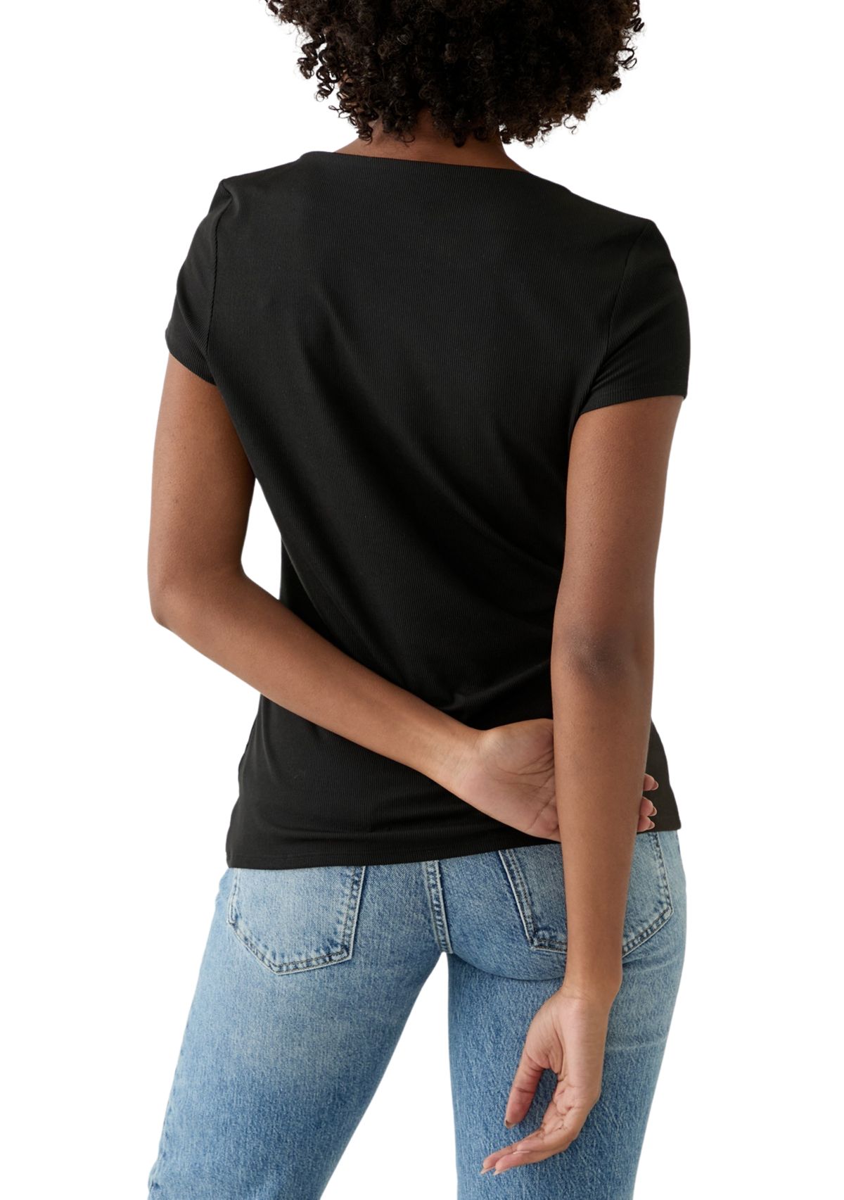 Womens Boat Neck Ribbed T-Shirt