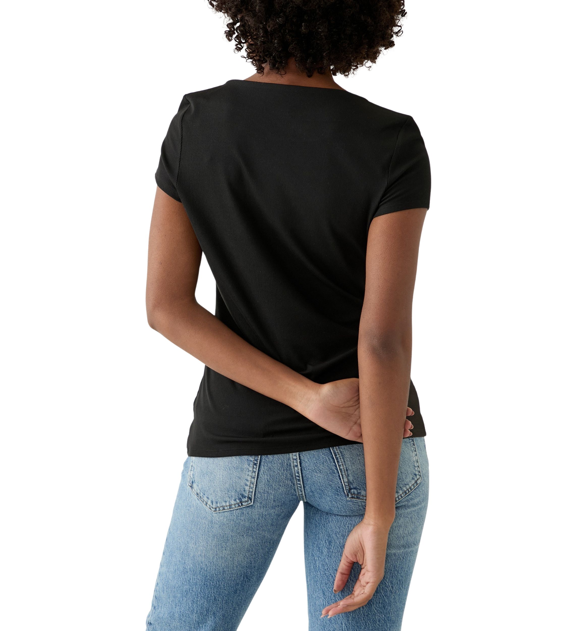 Womens Boat Neck Ribbed T-Shirt