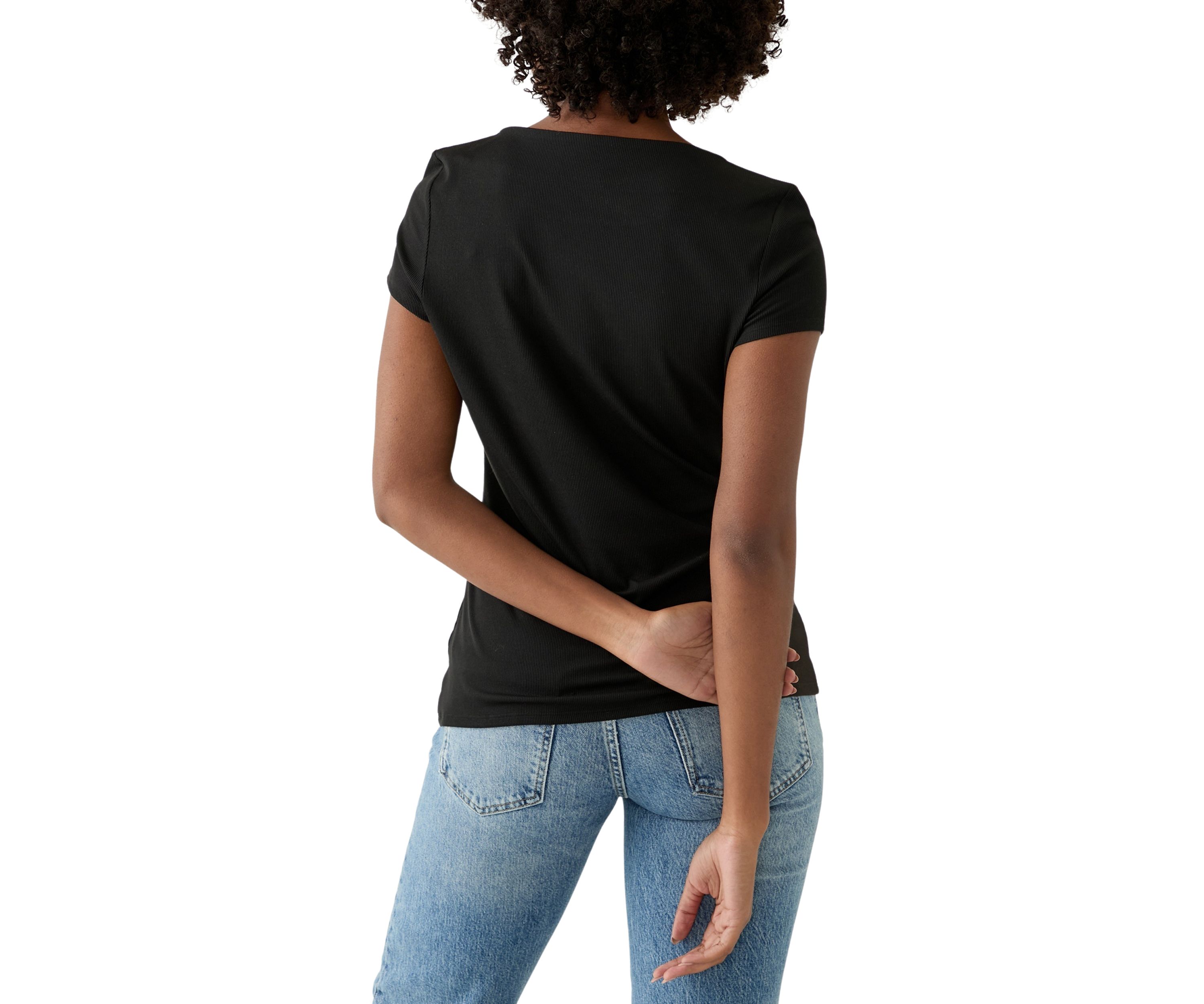 Womens Boat Neck Ribbed T-Shirt