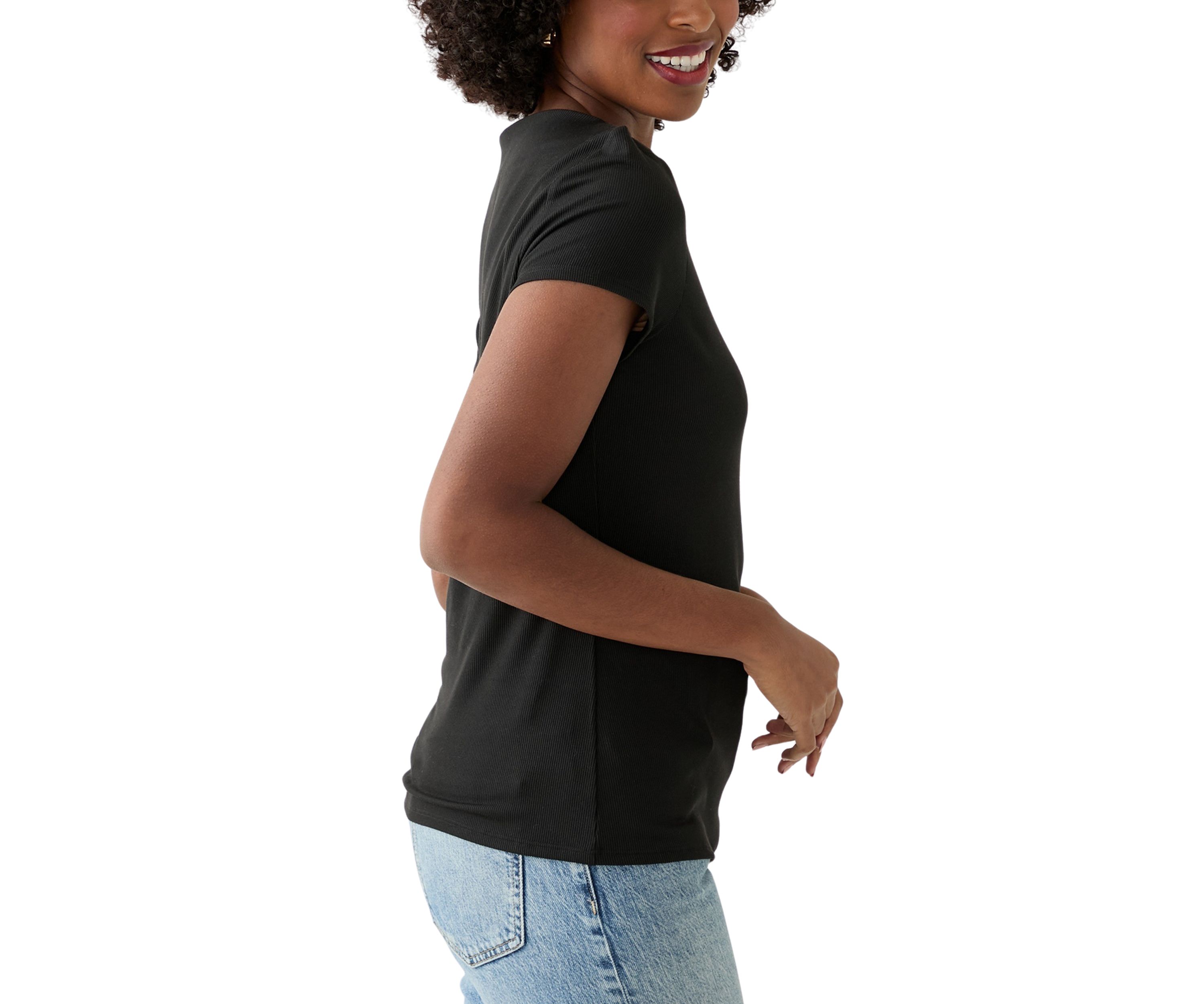Womens Boat Neck Ribbed T-Shirt