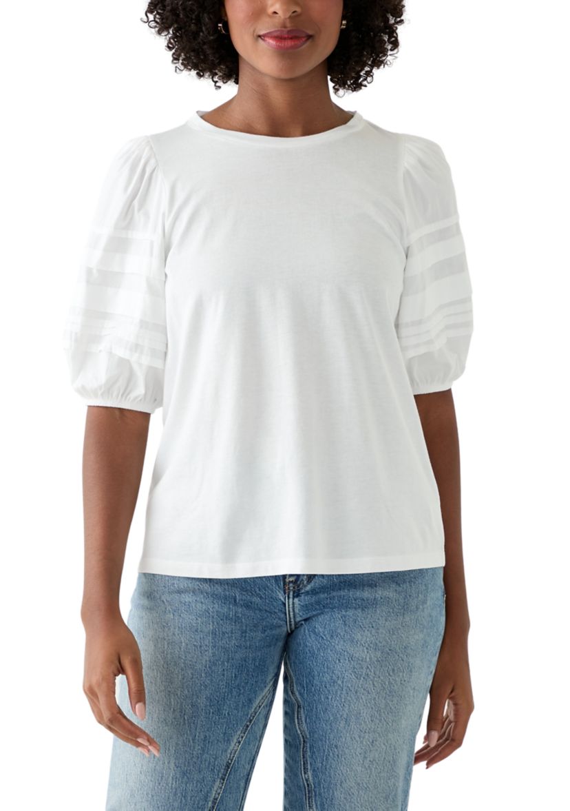 Womens Puff Pleated Sleeve Top