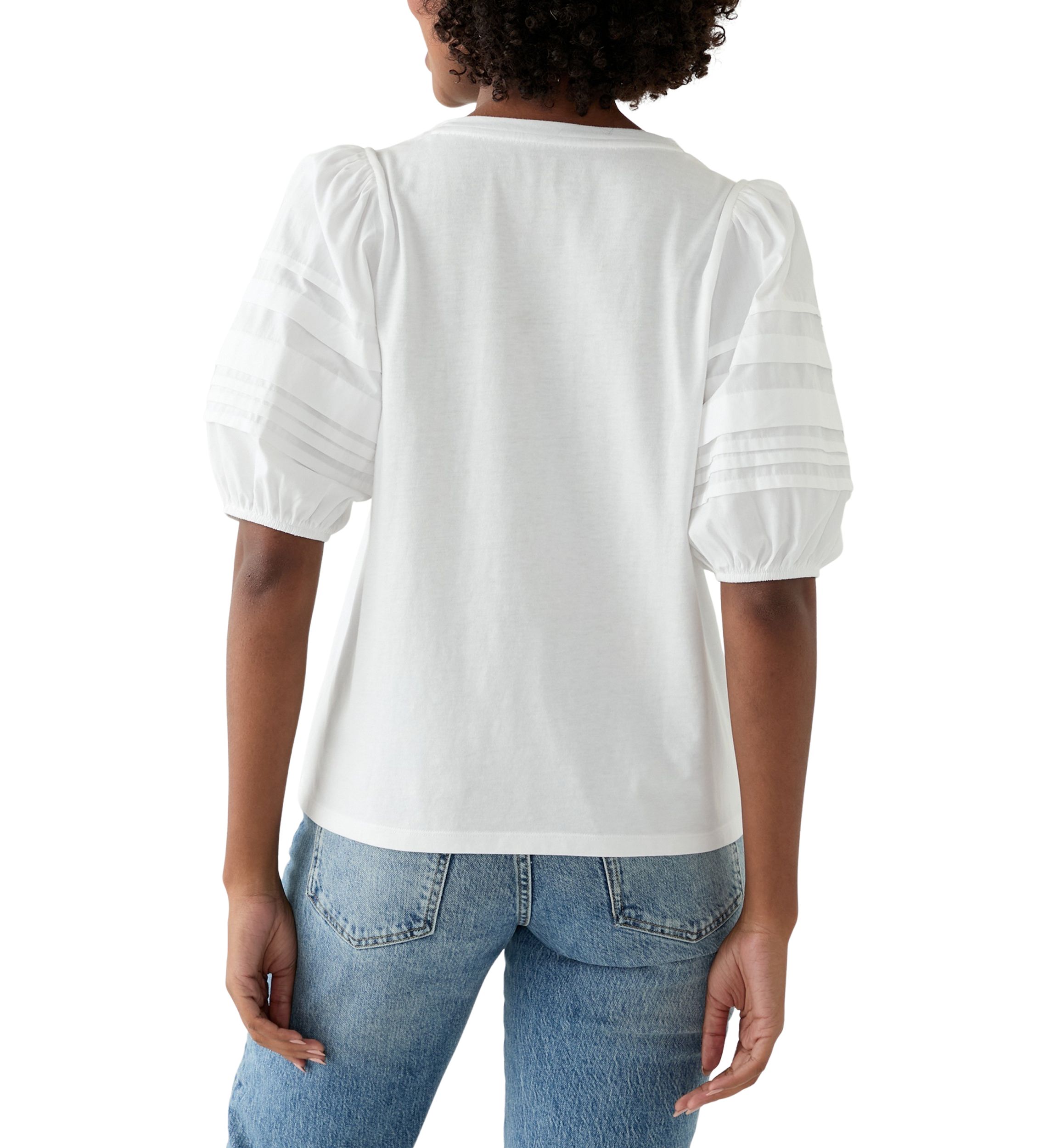 Womens Puff Pleated Sleeve Top