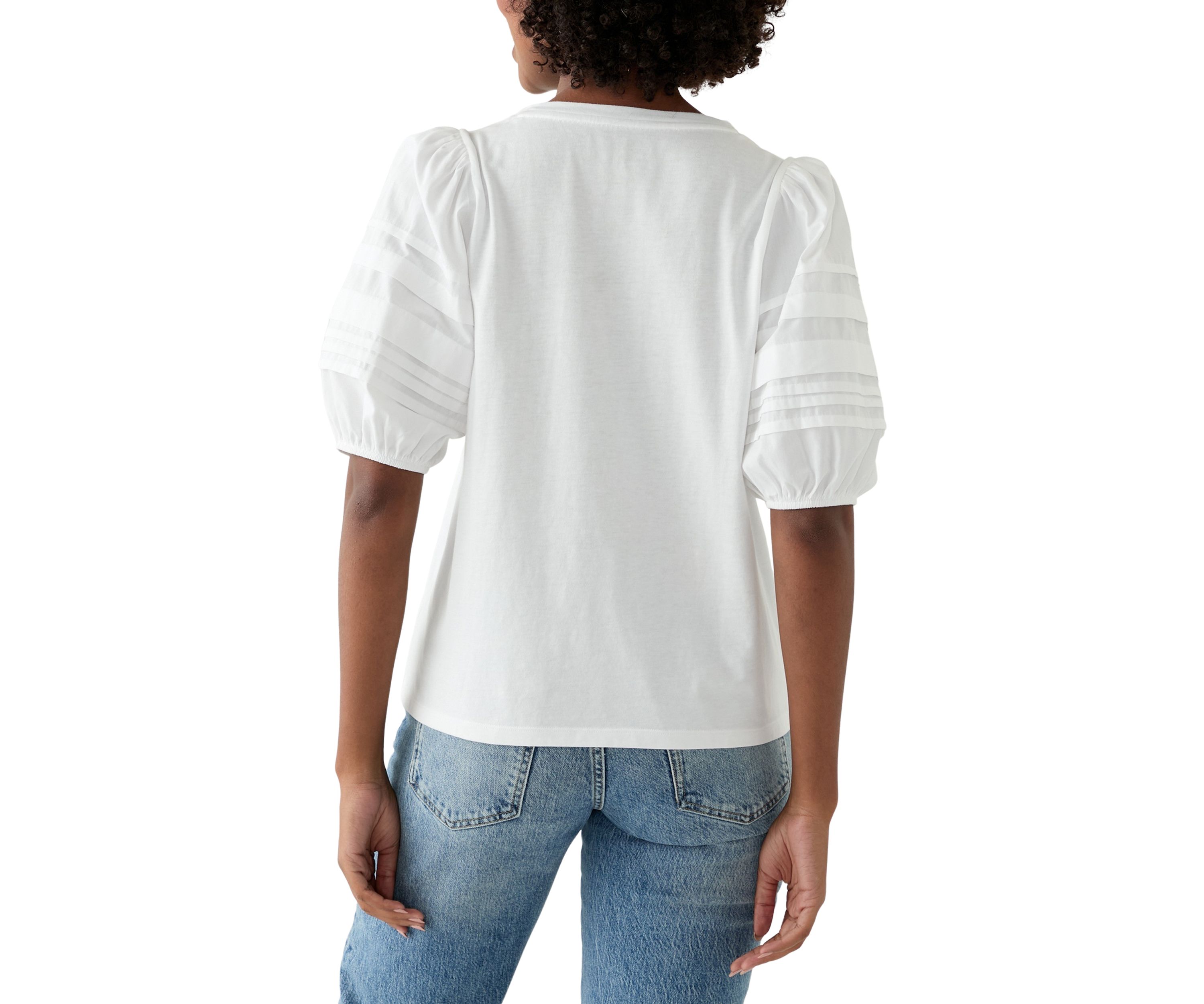 Womens Puff Pleated Sleeve Top