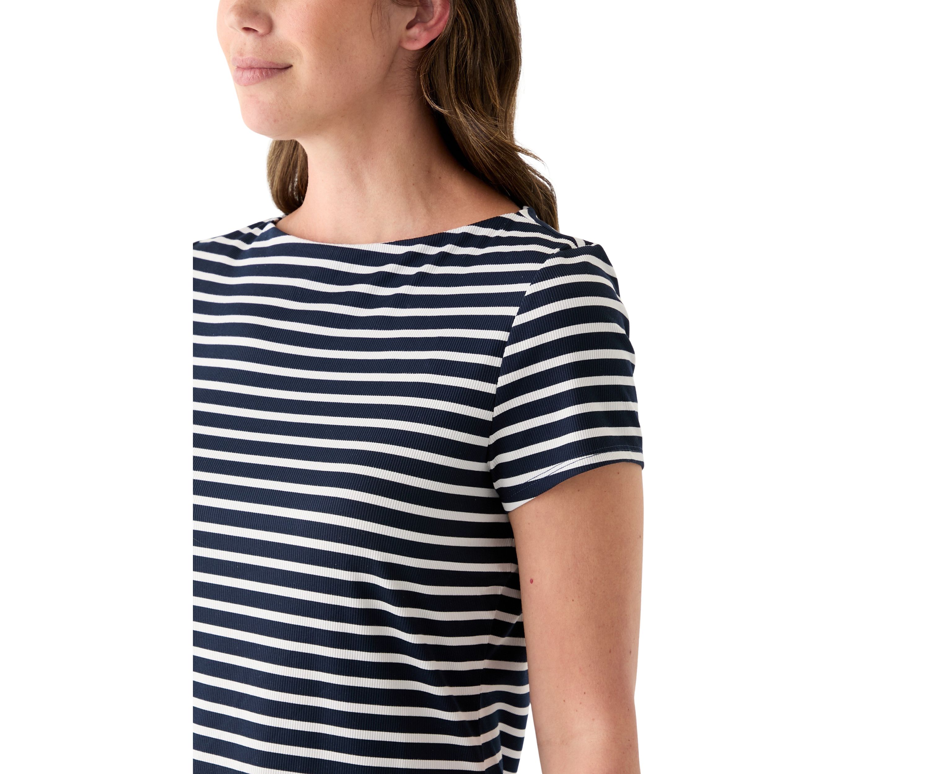 Womens Short Sleeve Yarn Dyed Ribbed T-Shirt