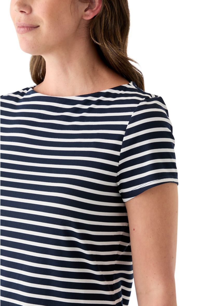 Womens Short Sleeve Yarn Dyed Ribbed T-Shirt