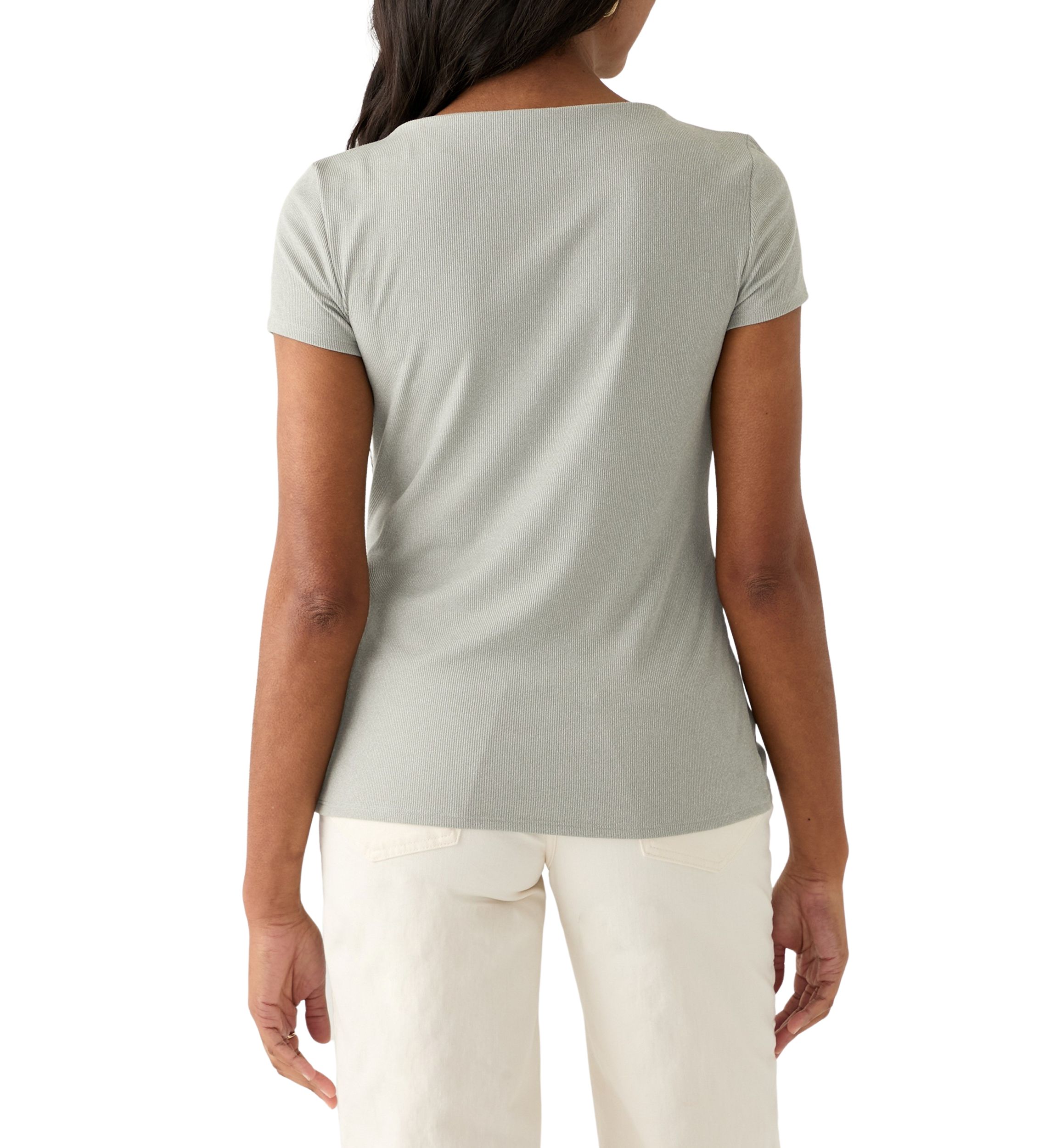 Womens Short Sleeve Boat Neck T-Shirt 