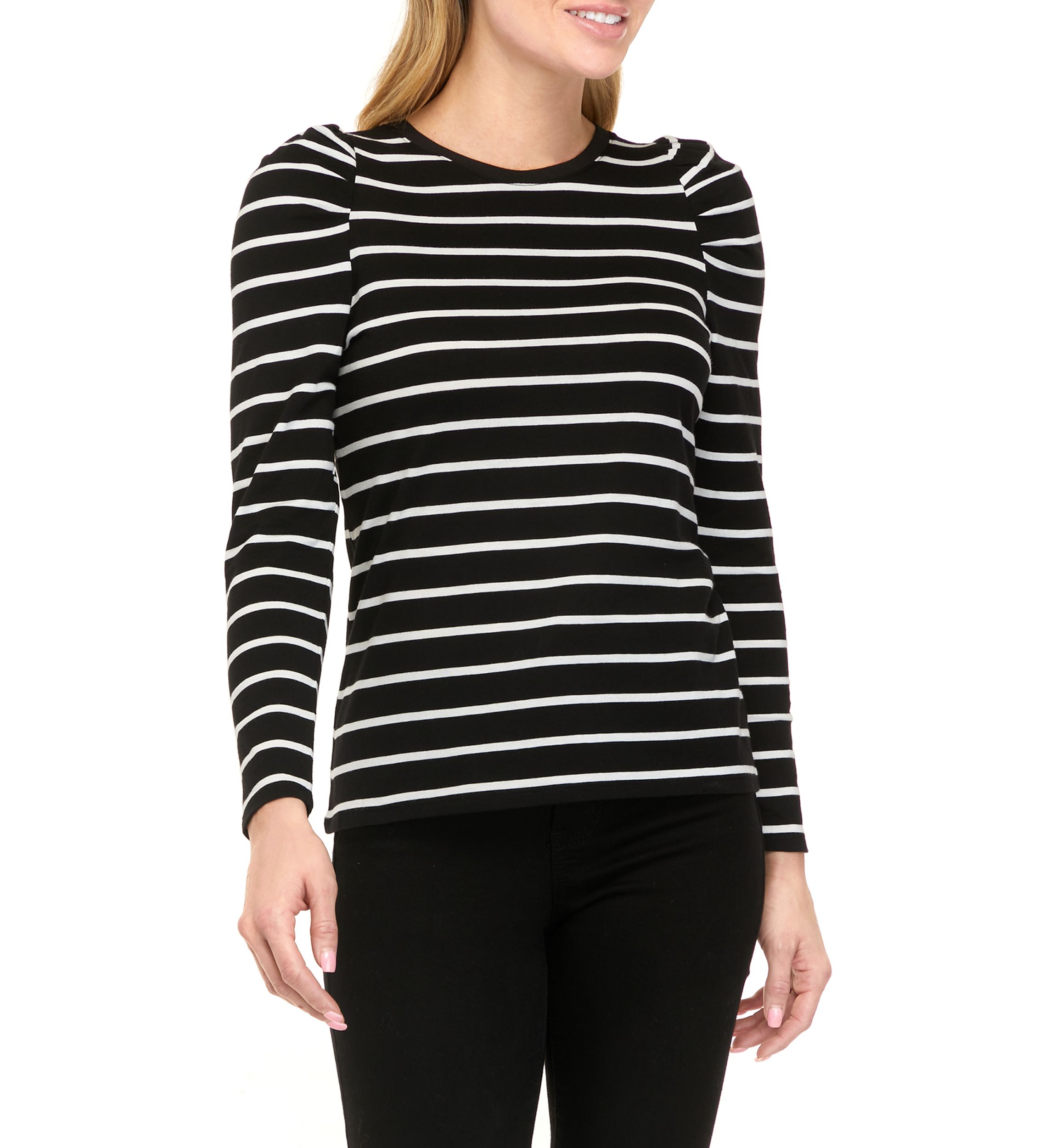Petite Long Sleeve Striped T-Shirt
