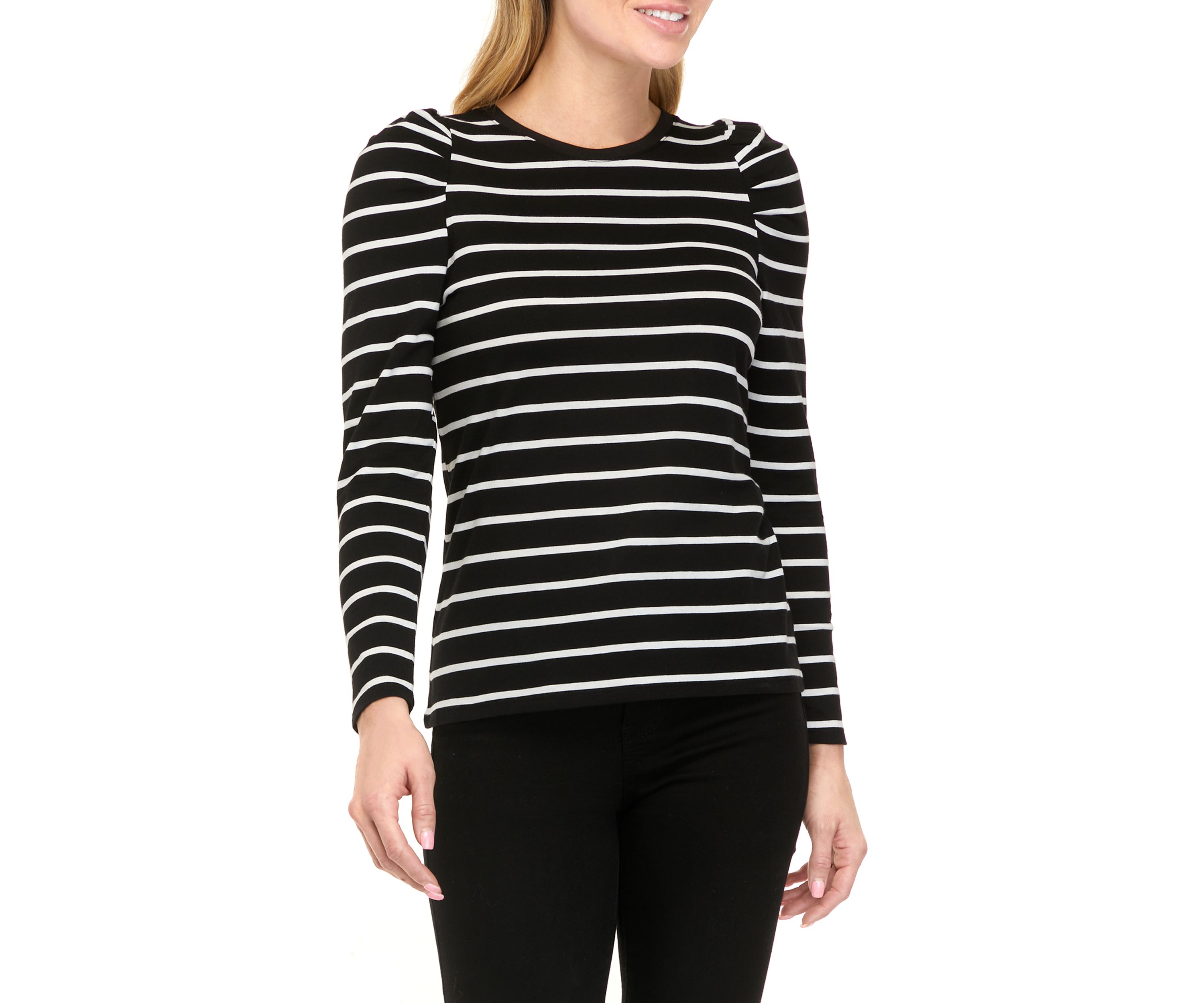 Petite Long Sleeve Striped T-Shirt