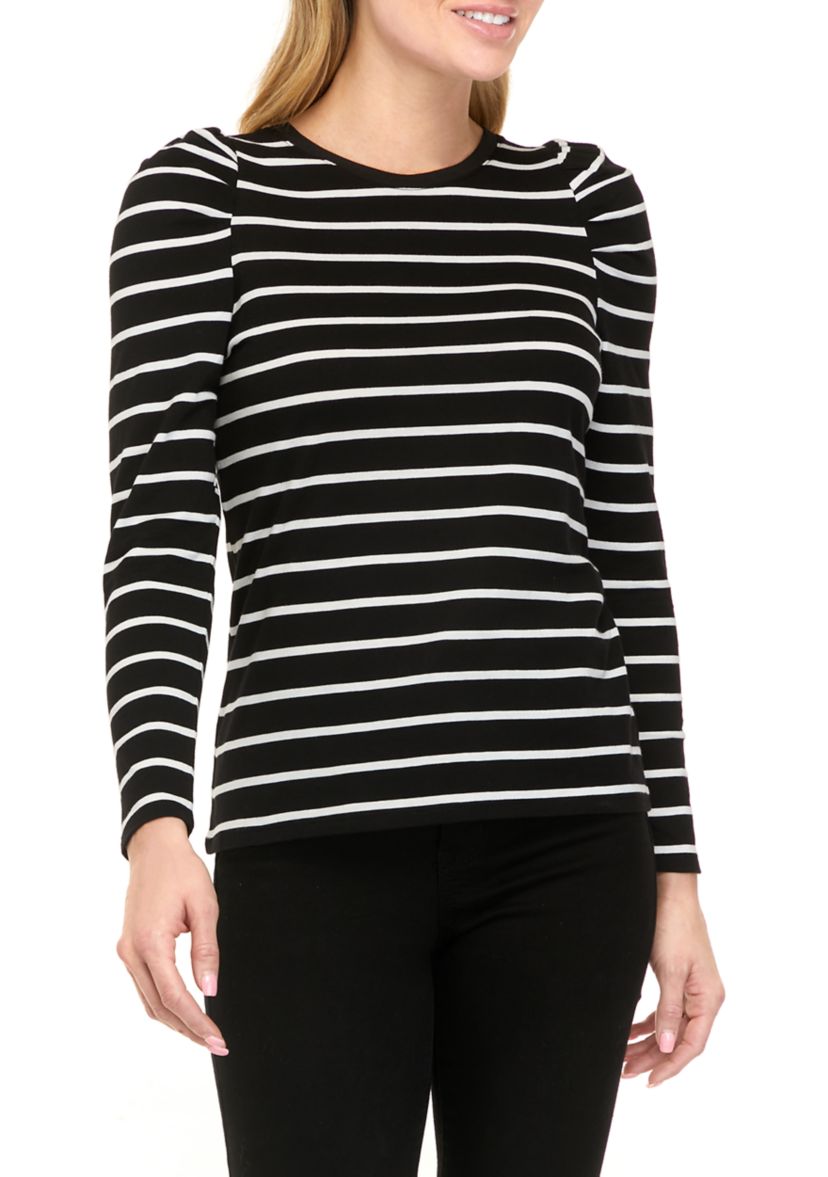 Petite Long Sleeve Striped T-Shirt