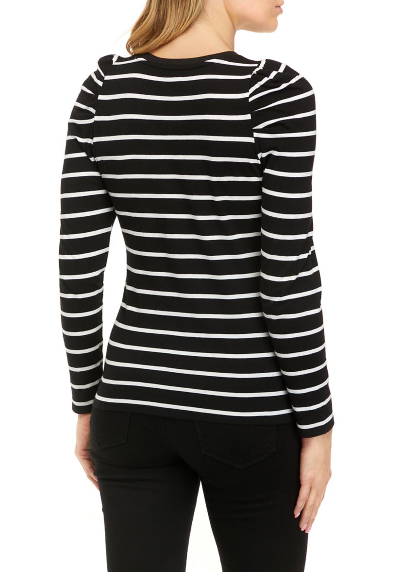 Petite Long Sleeve Striped T-Shirt