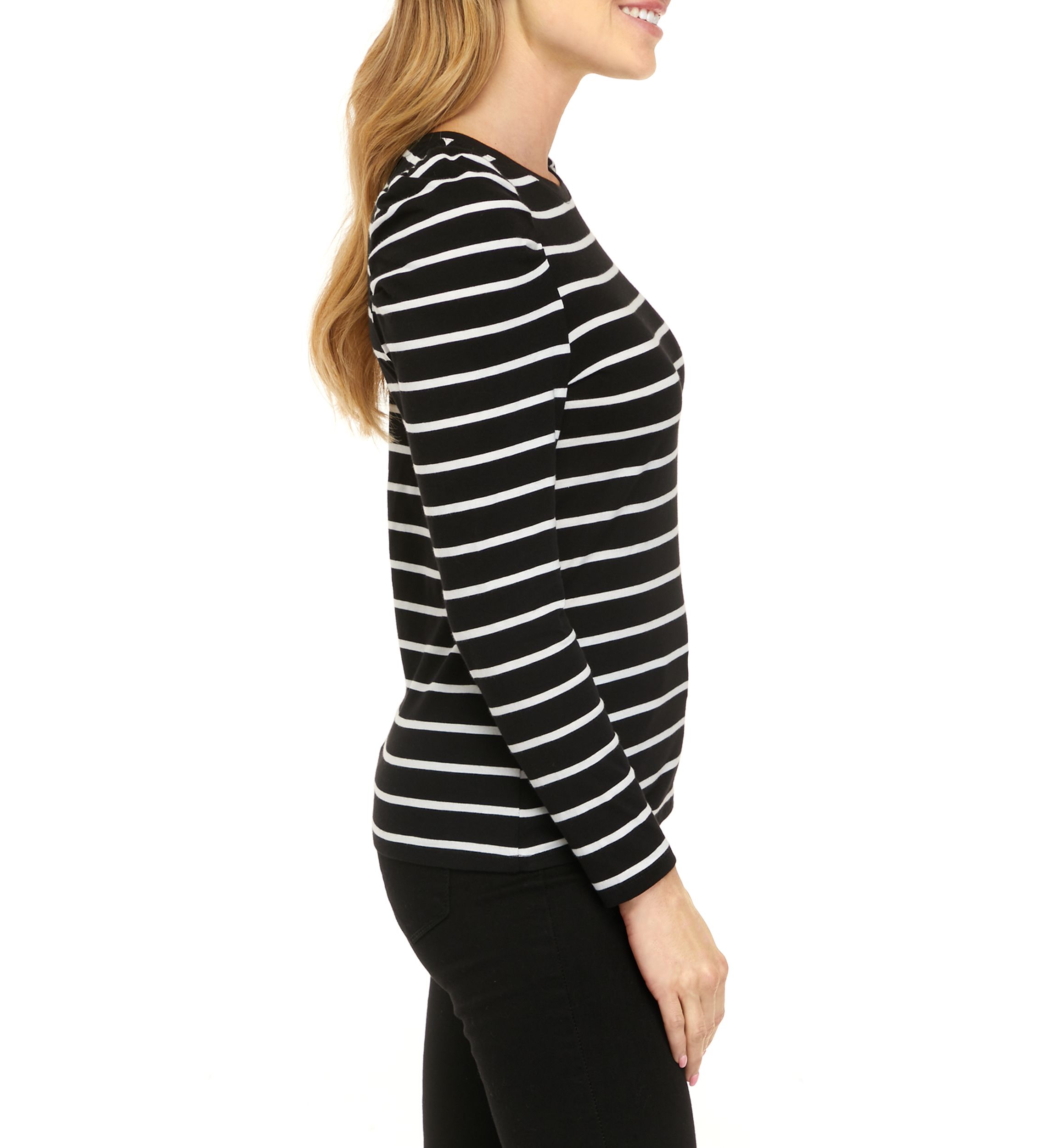 Petite Long Sleeve Striped T-Shirt