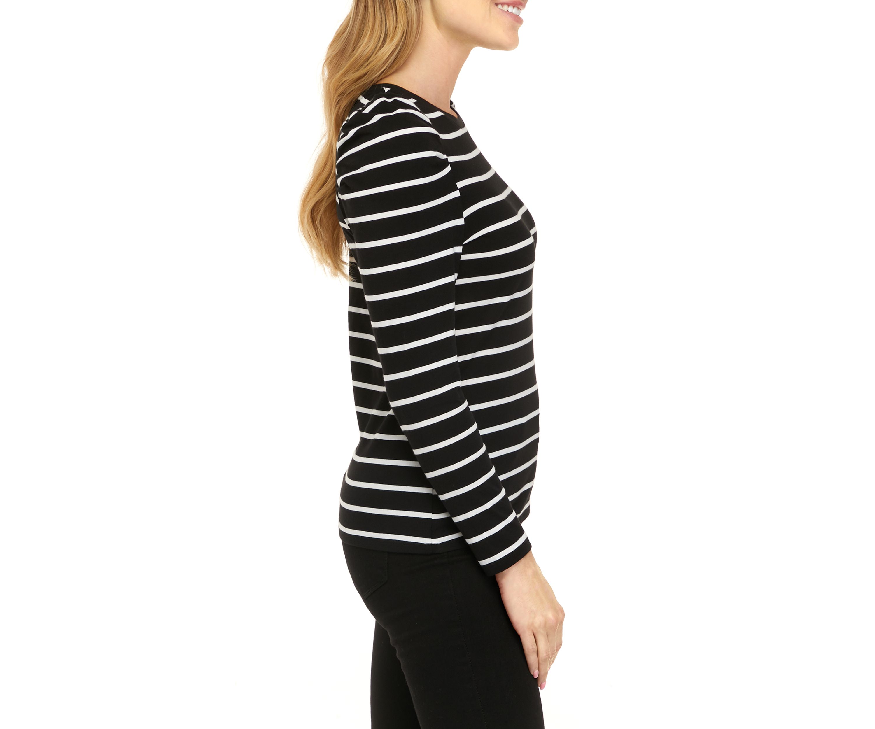 Petite Long Sleeve Striped T-Shirt