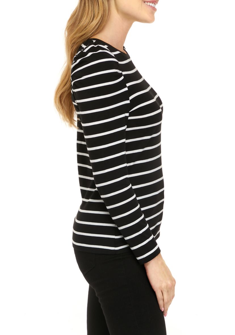 Petite Long Sleeve Striped T-Shirt