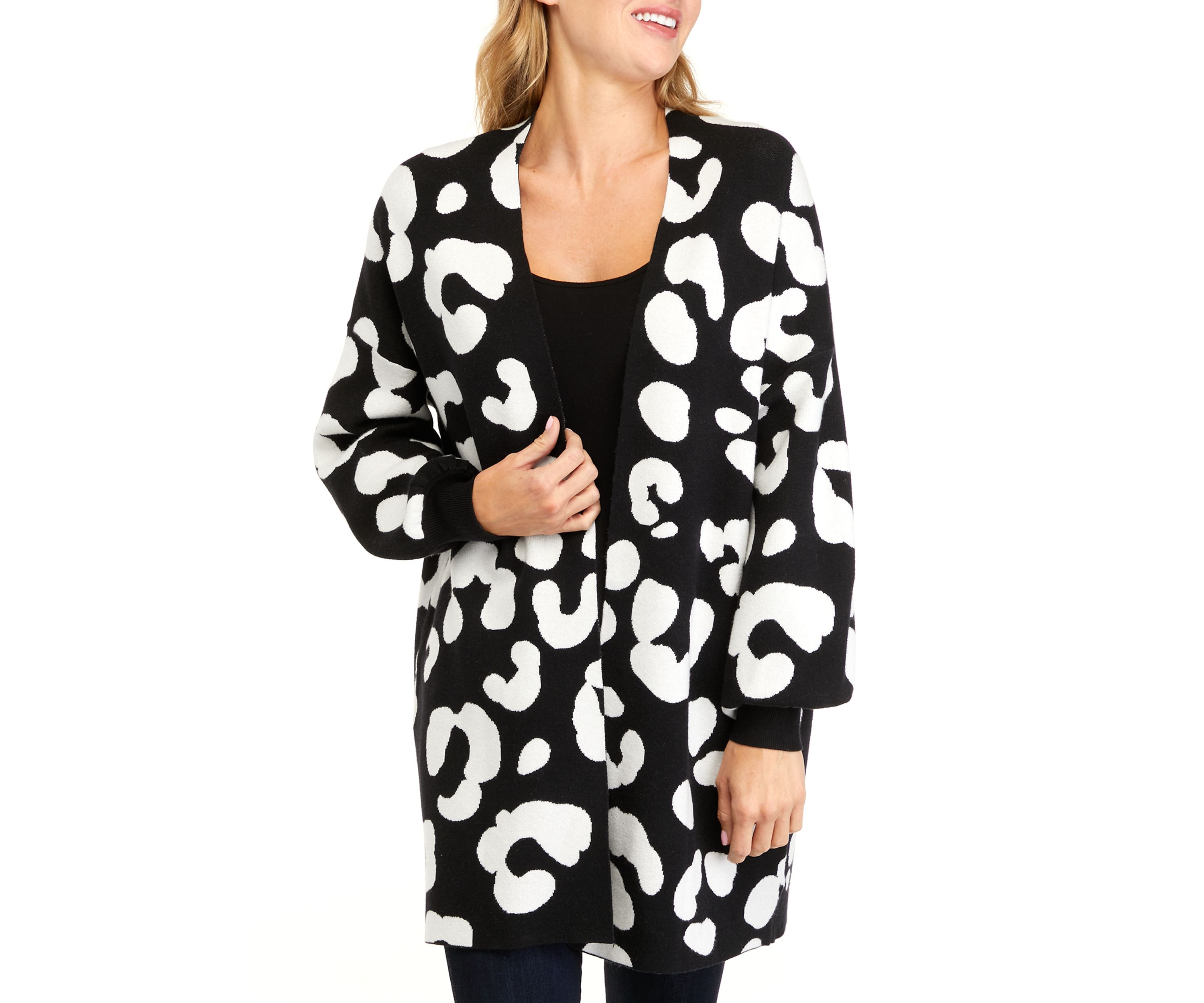 Petite Long Sleeve Open Front Cardigan