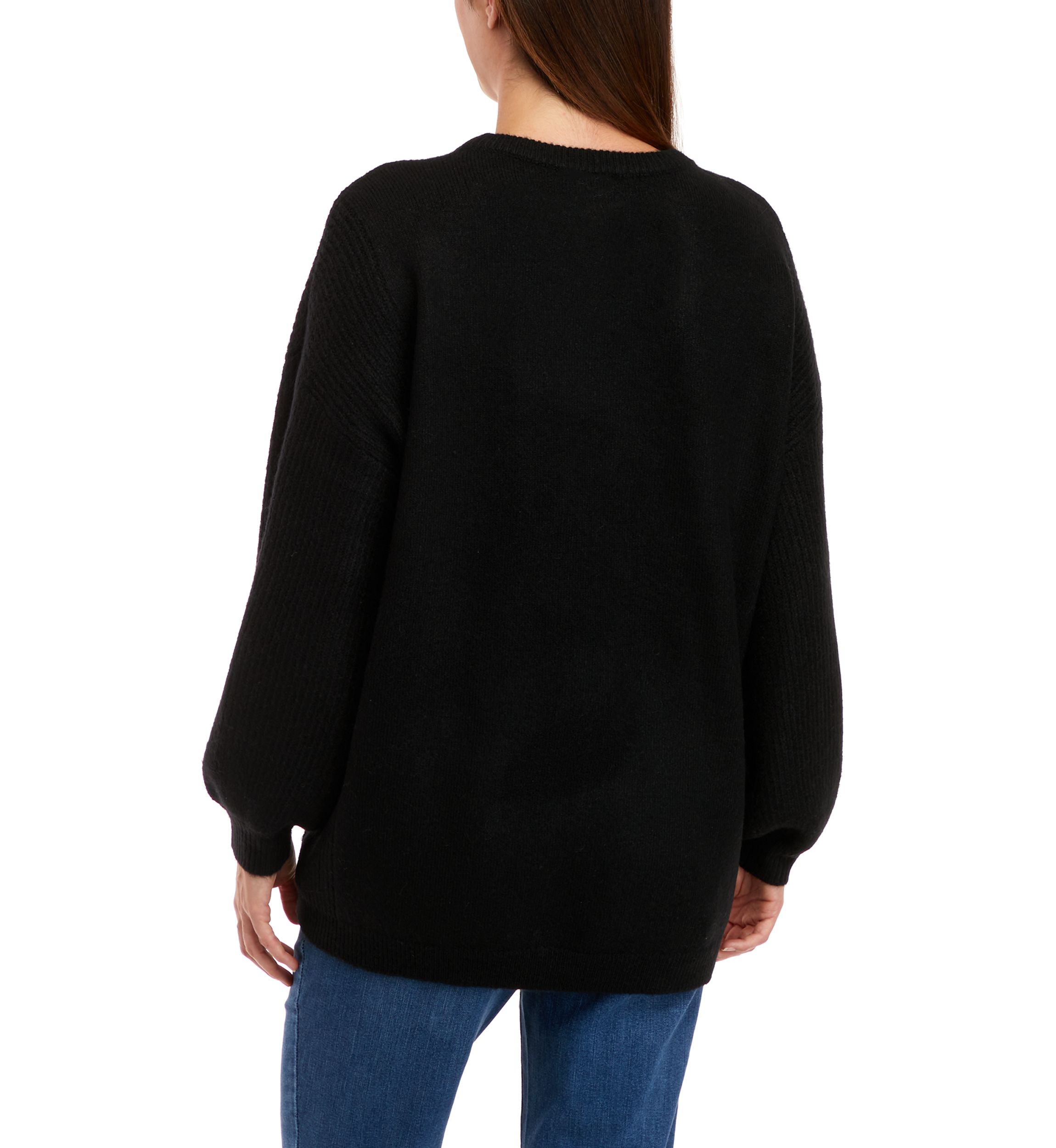 Petite Long Sleeve Crew Neck Tunic Sweater