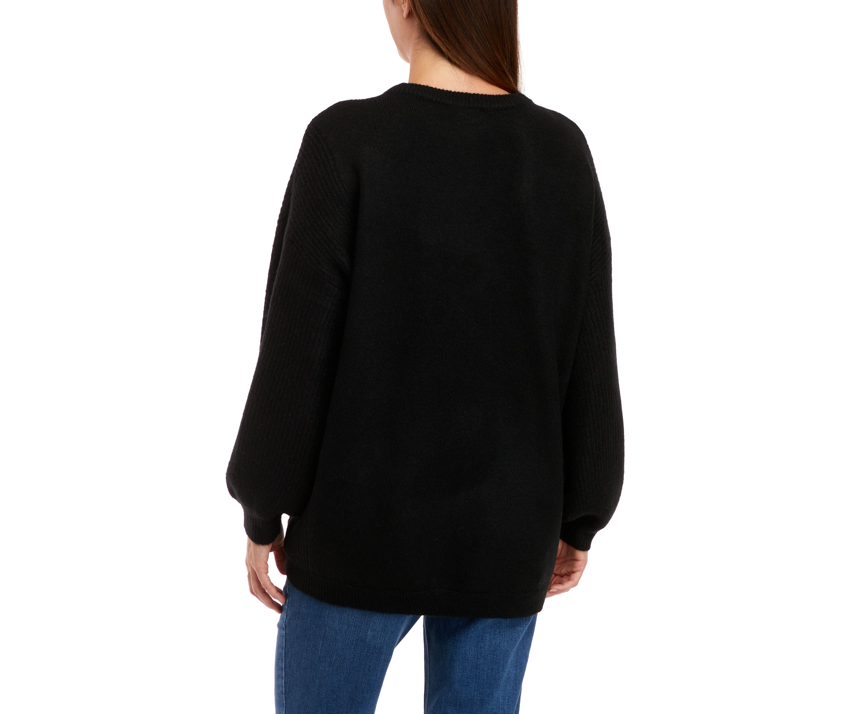 Petite Long Sleeve Crew Neck Tunic Sweater