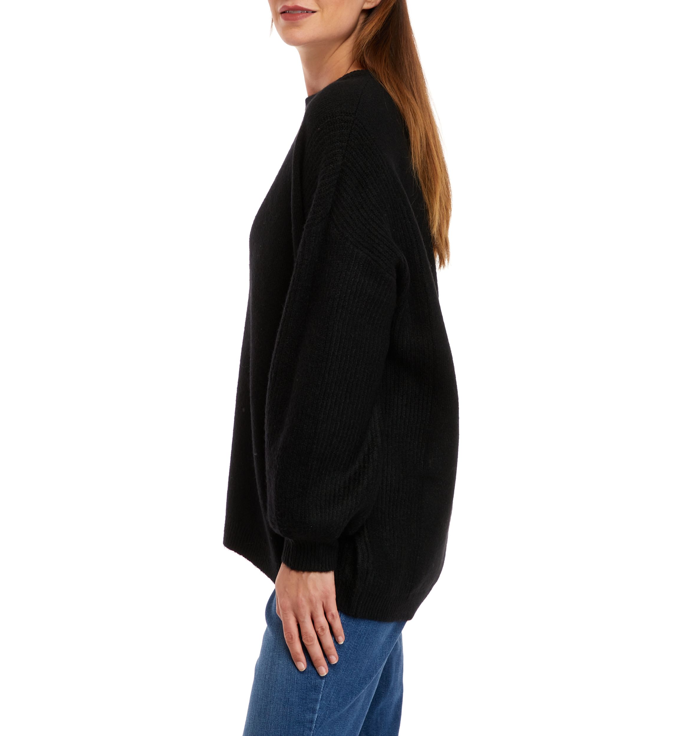 Petite Long Sleeve Crew Neck Tunic Sweater