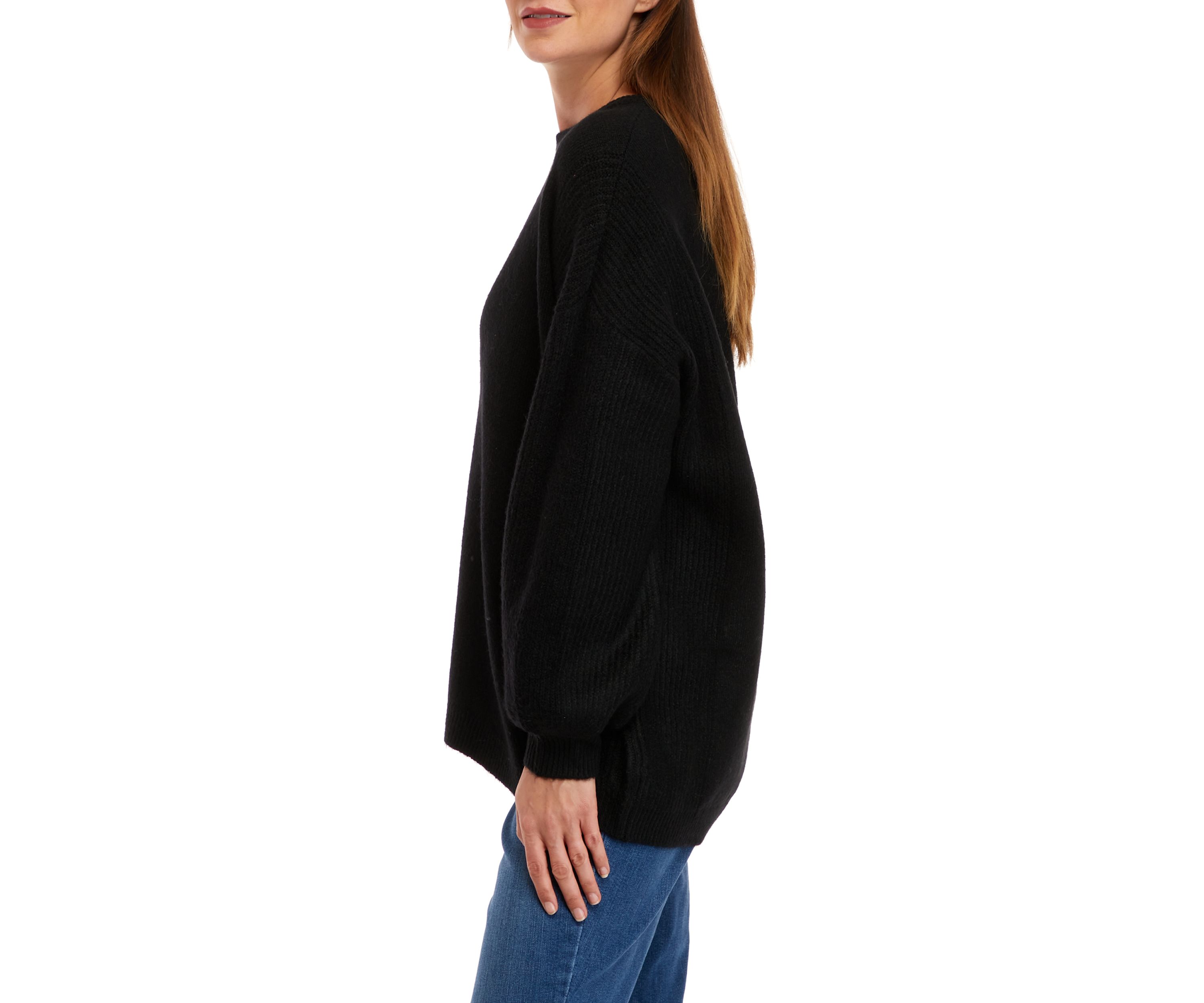 Petite Long Sleeve Crew Neck Tunic Sweater