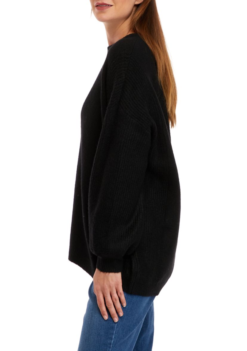 Petite Long Sleeve Crew Neck Tunic Sweater