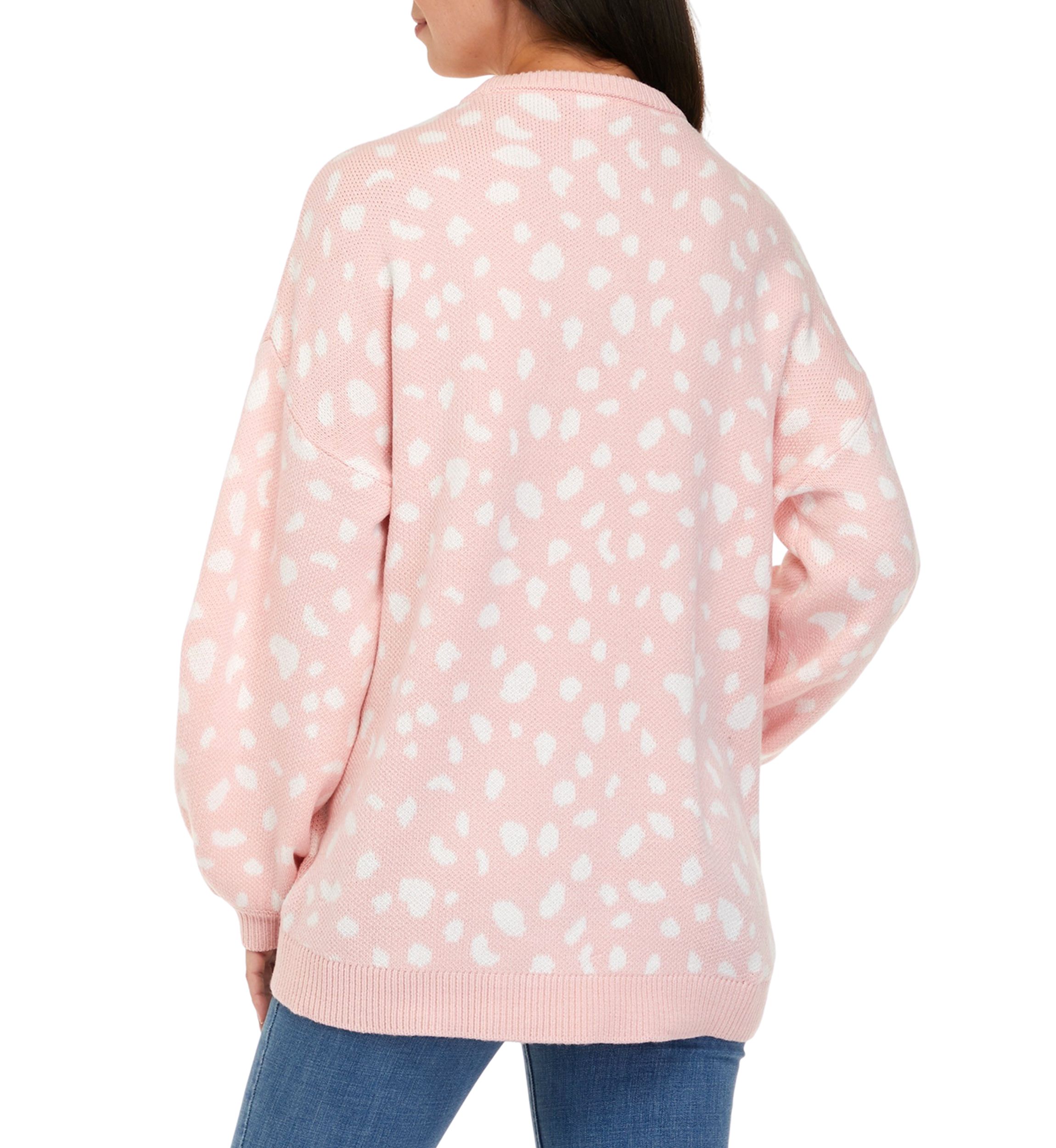 Petite Long Sleeve Crew Tunic Jacquard Sweater