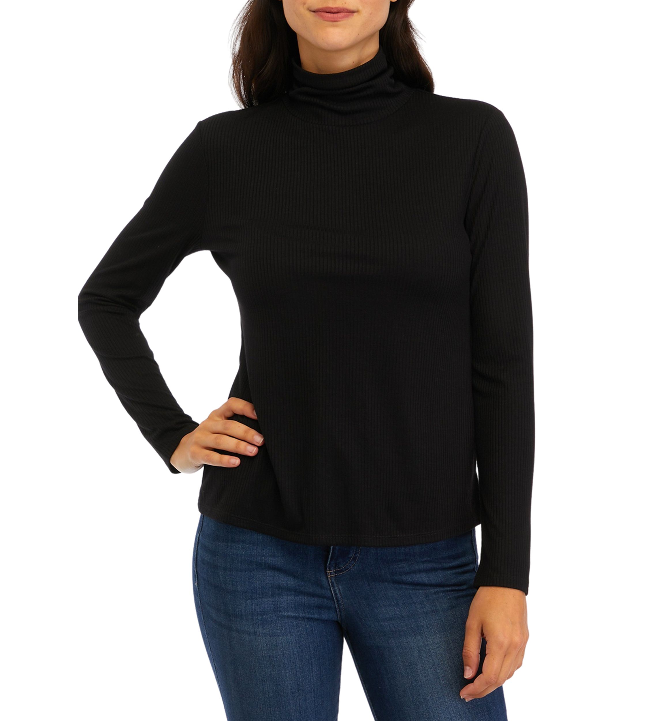 Petite Long Sleeve Ribbed Turtleneck Sweater 
