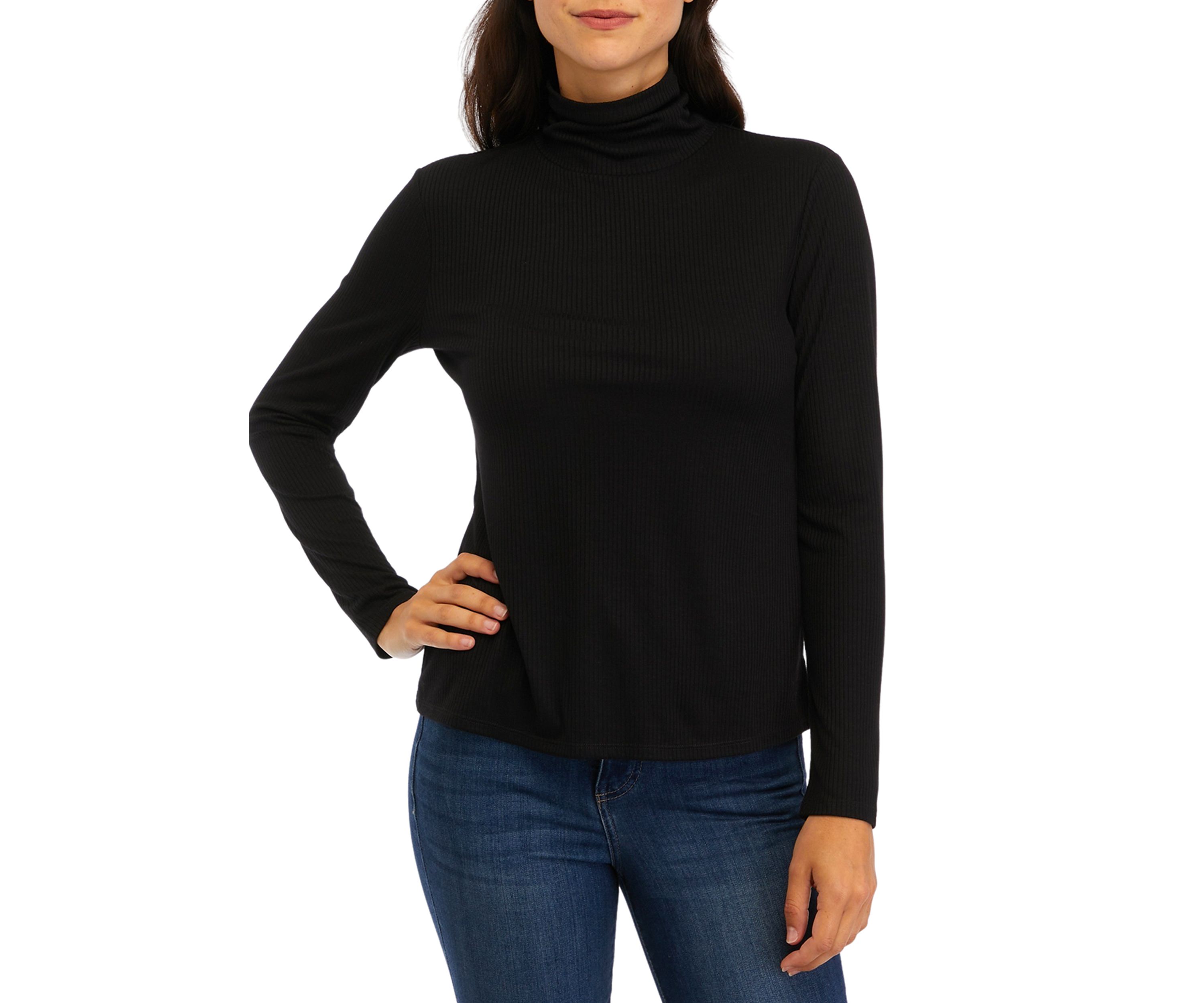 Petite Long Sleeve Ribbed Turtleneck Sweater 