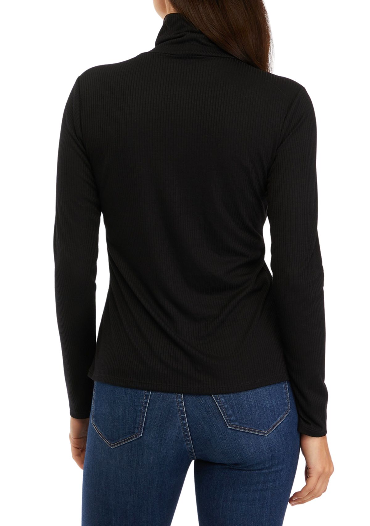 Petite Long Sleeve Ribbed Turtleneck Sweater 