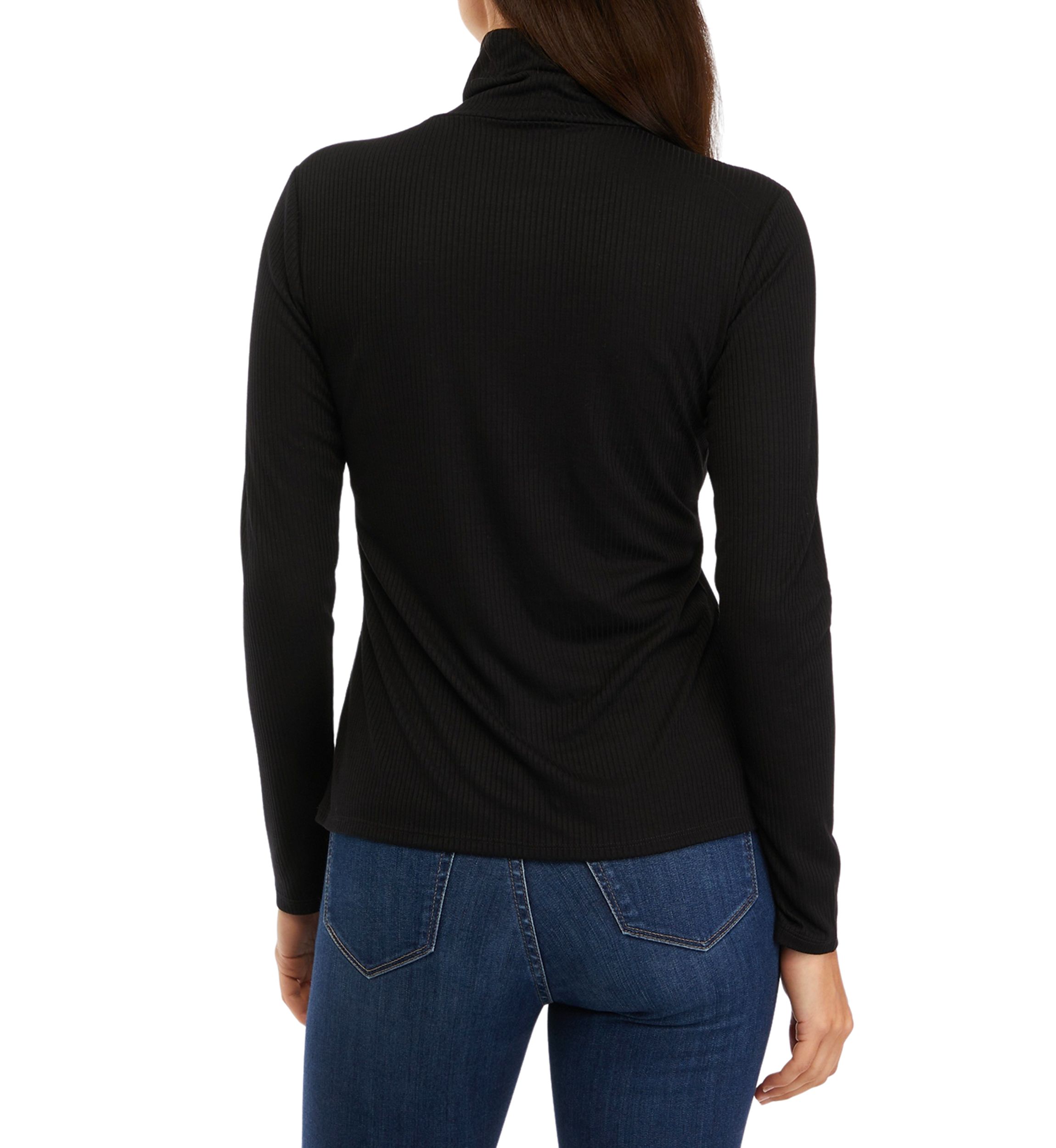 Petite Long Sleeve Ribbed Turtleneck Sweater 