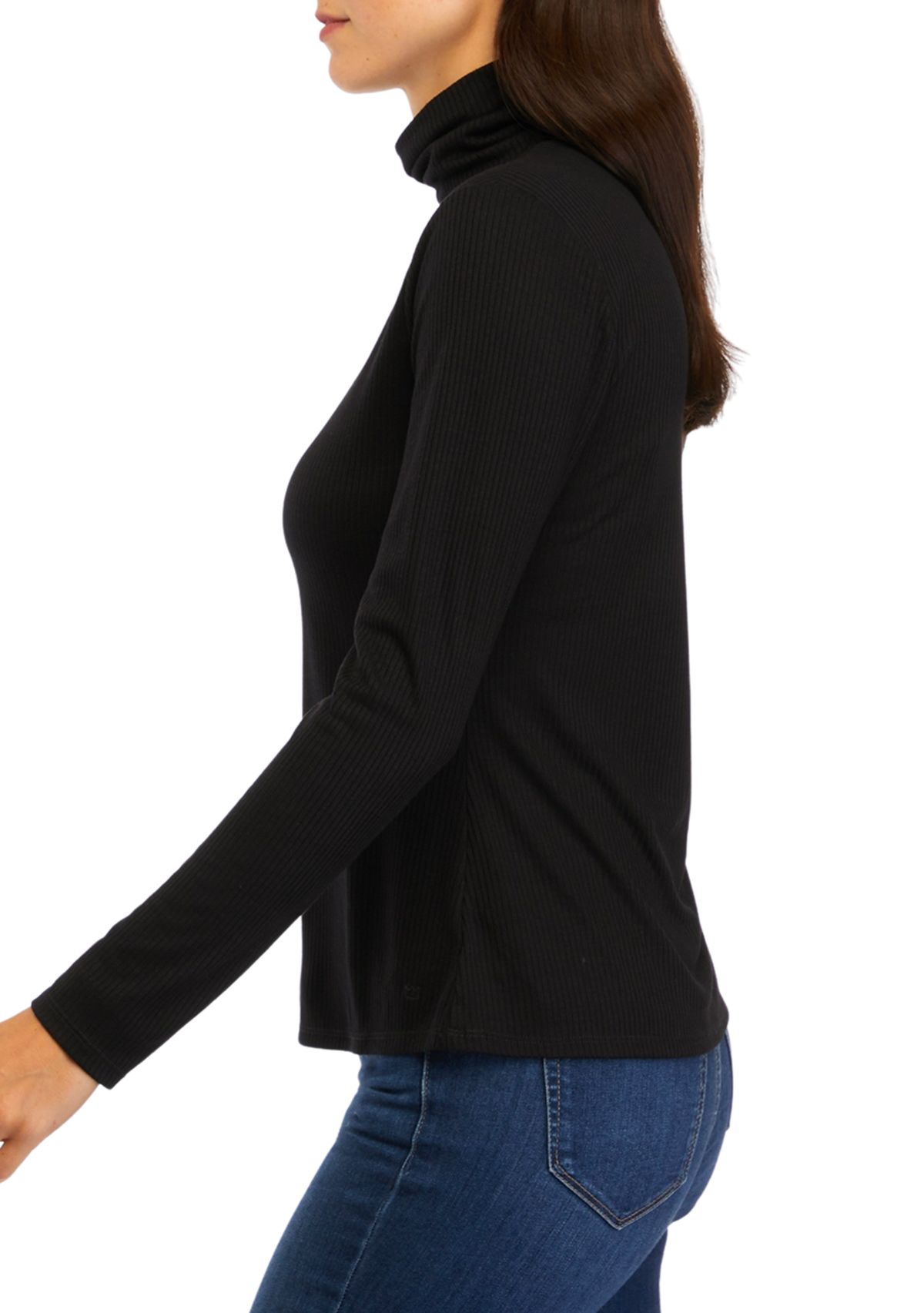 Petite Long Sleeve Ribbed Turtleneck Sweater 