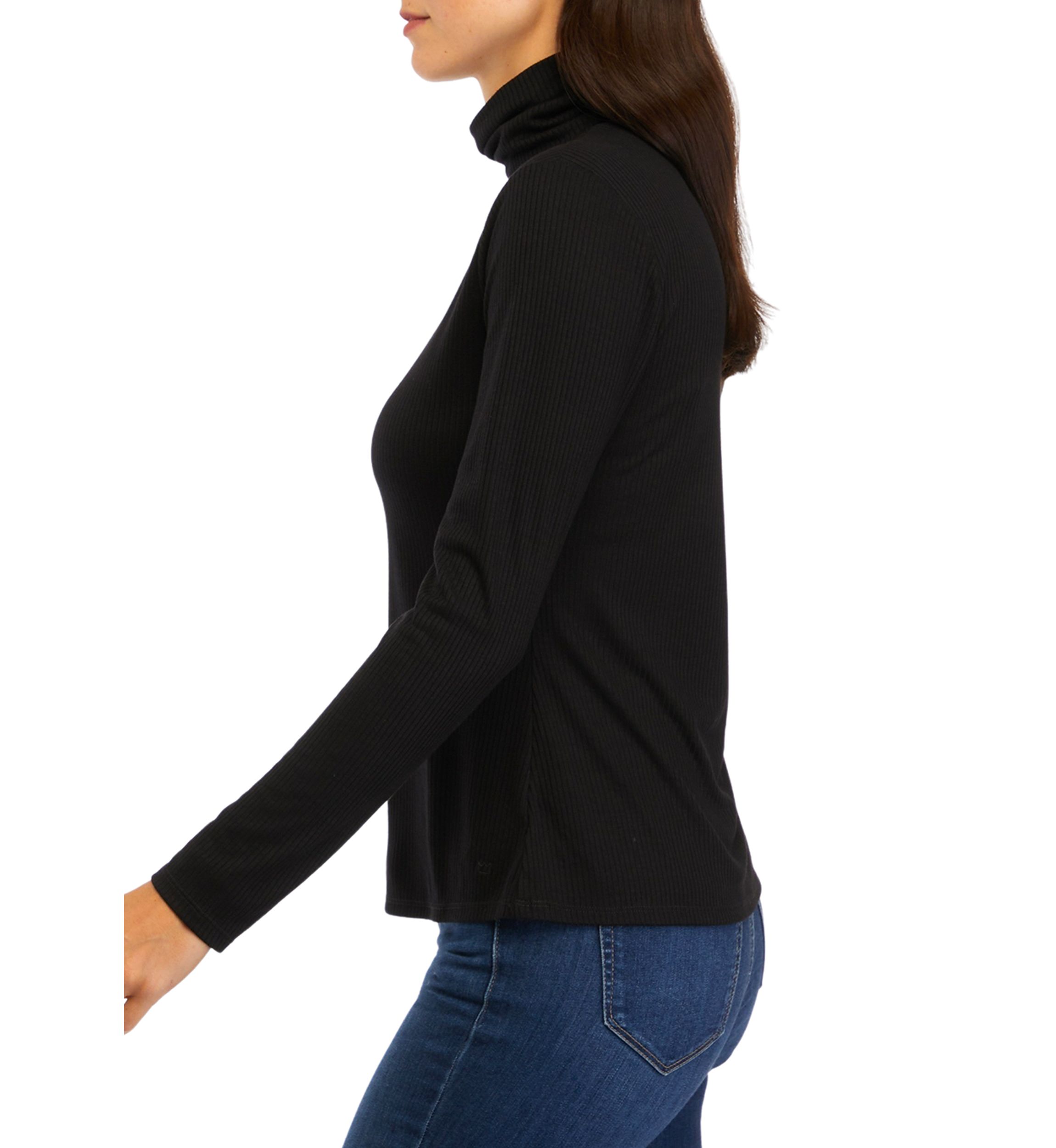 Petite Long Sleeve Ribbed Turtleneck Sweater 