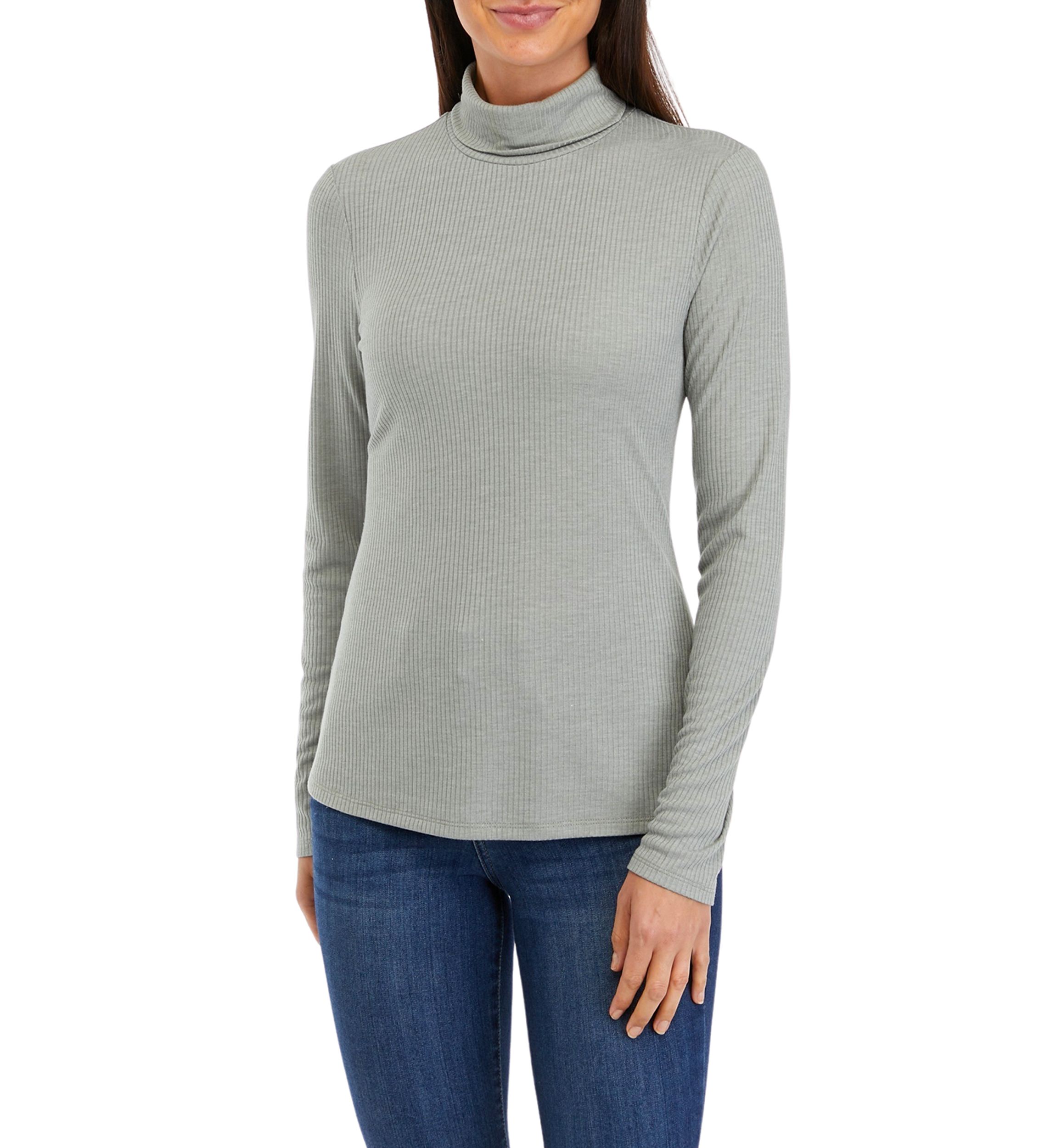 Petite Long Sleeve Ribbed Turtleneck Top